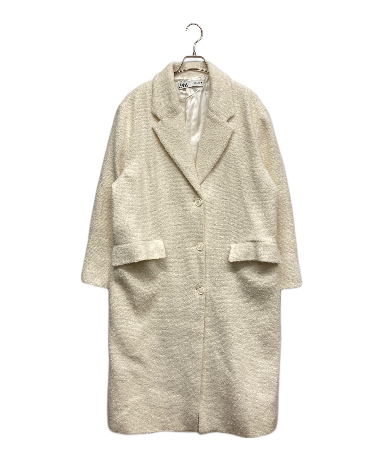 中古・古着通販】ZARA (ザラ) ツイードコート ホワイト サイズ:XL 