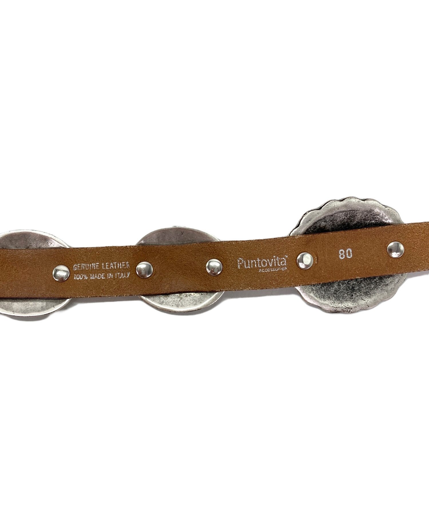 【Puntovita】スエードコンチョベルト　ブラウン　80㌢ Puntovita】スエードコンチョベルト ブラウン 80㌢