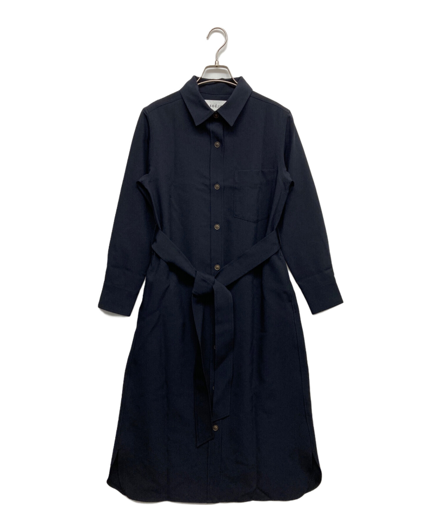Soeju ソフトオックスシャツワンピース ネイビー XSサイズ ソージュ
