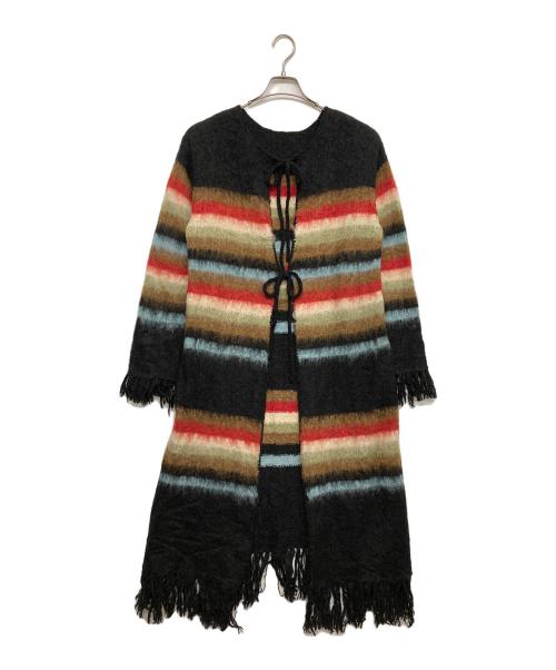 中古・古着通販】AMERI (アメリ) BORDER FRINGE KNIT LONG TOP マルチ