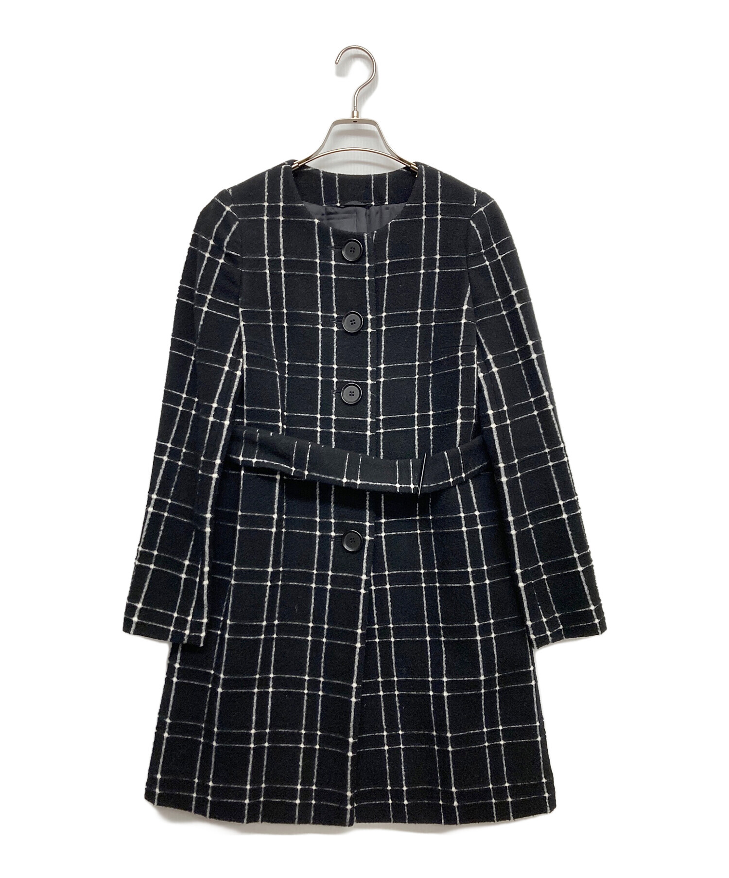 中古・古着通販】ANAYI (アナイ) ノーカラーコート ブラック サイズ 