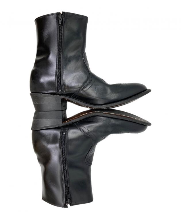 vintage ウエスタンブーツ サイドジップタイプ ブラックレザー 中古・古着通販】古着 (フルギ) サイドジップレザーウエスタンブーツ