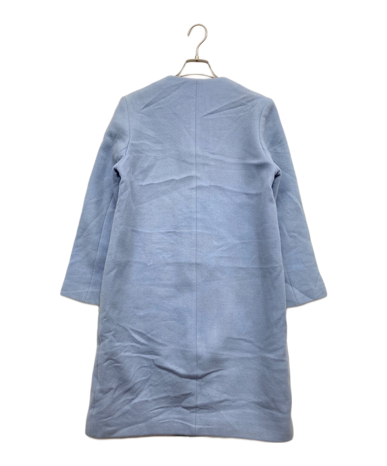 中古・古着通販】ANAYI (アナイ) ノーカラーコート ブルー サイズ:38