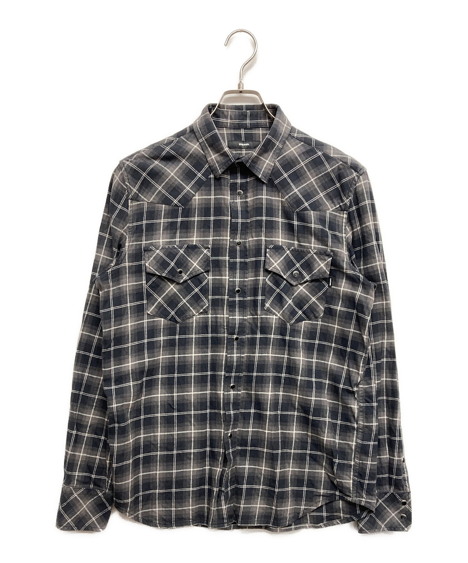 中古・古着通販】DIESEL (ディーゼル) チェックシャツ ブラック サイズ