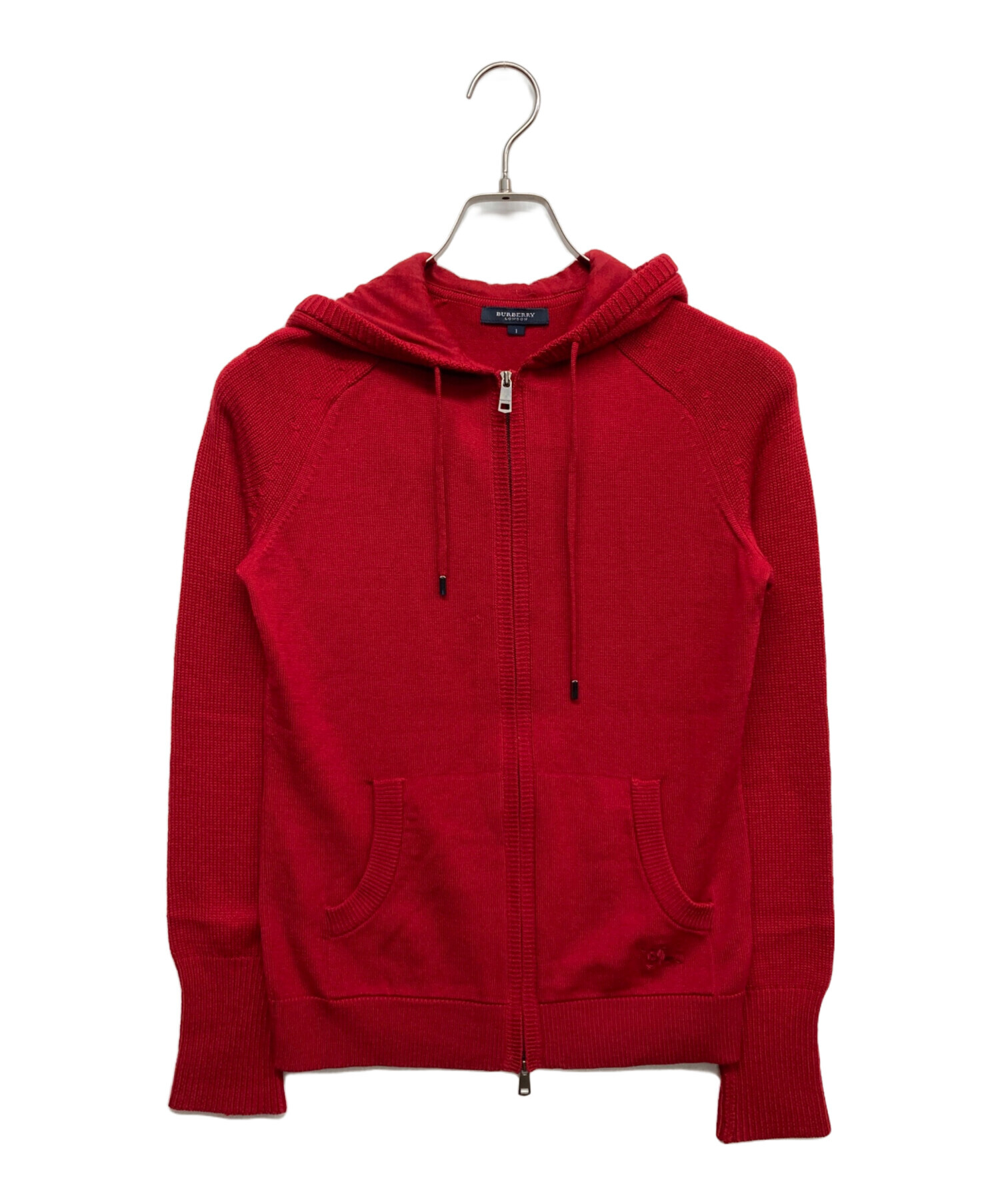 中古・古着通販】BURBERRY (バーバリー) ジップアップニット レッド