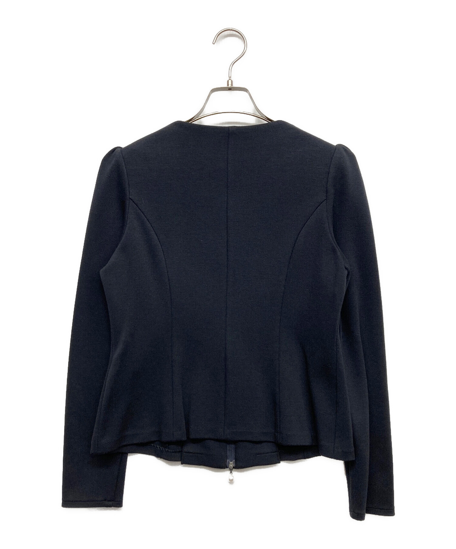 ルネ　ネイビー　ジャケット 中古・古着通販】Rene (ルネ) ノーカラージャケット ネイビー サイズ