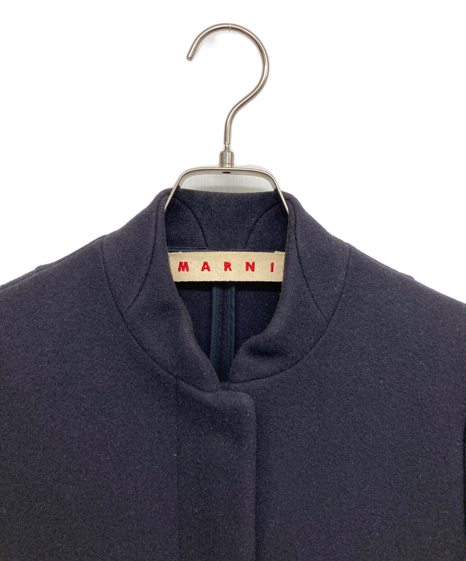 中古・古着通販】MARNI (マルニ) ウールステンカラーコート ネイビー