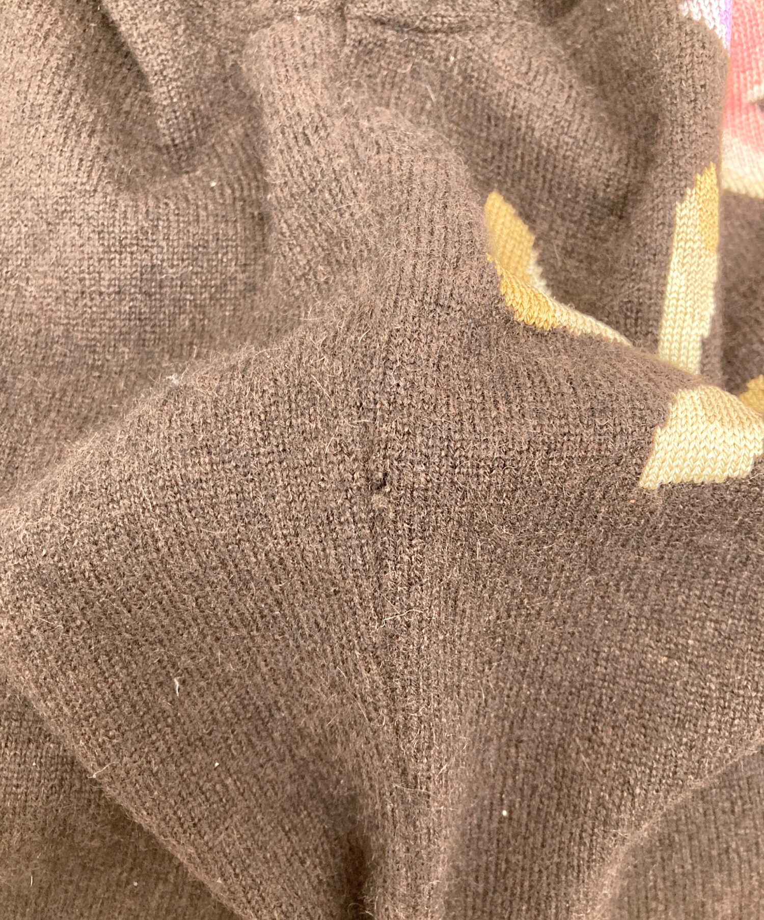 中古・古着通販】LEONARD (レオナール) 花柄半袖ニット ブラウン
