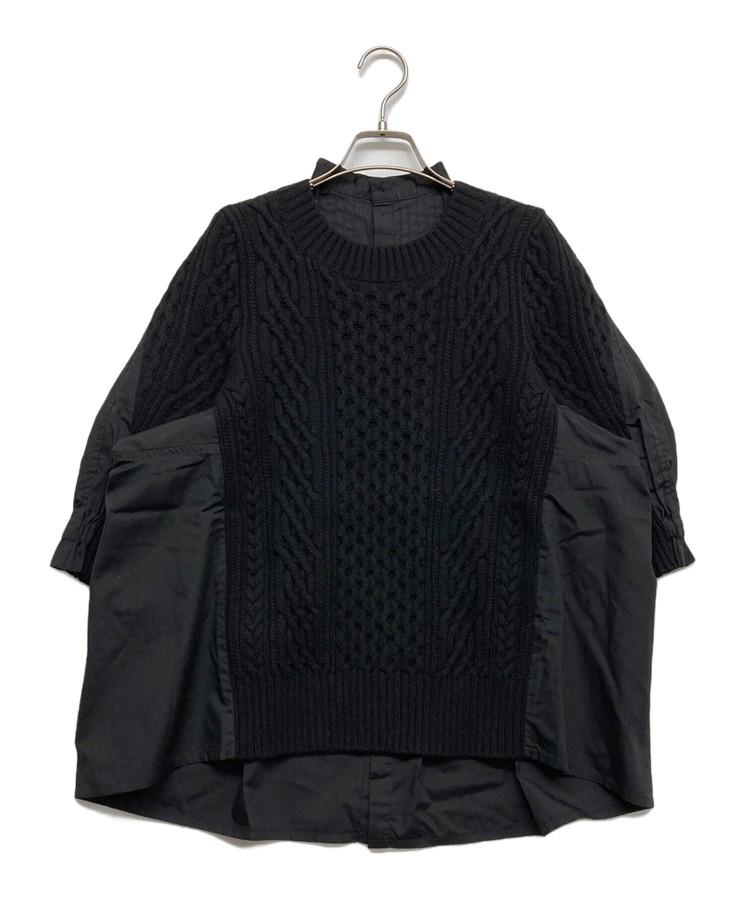 sacai サカイ　ニットレイヤード ブラウス　シャツドッキング　タートル 中古・古着通販】sacai (サカイ) ドッキング ウール ニット シャツ