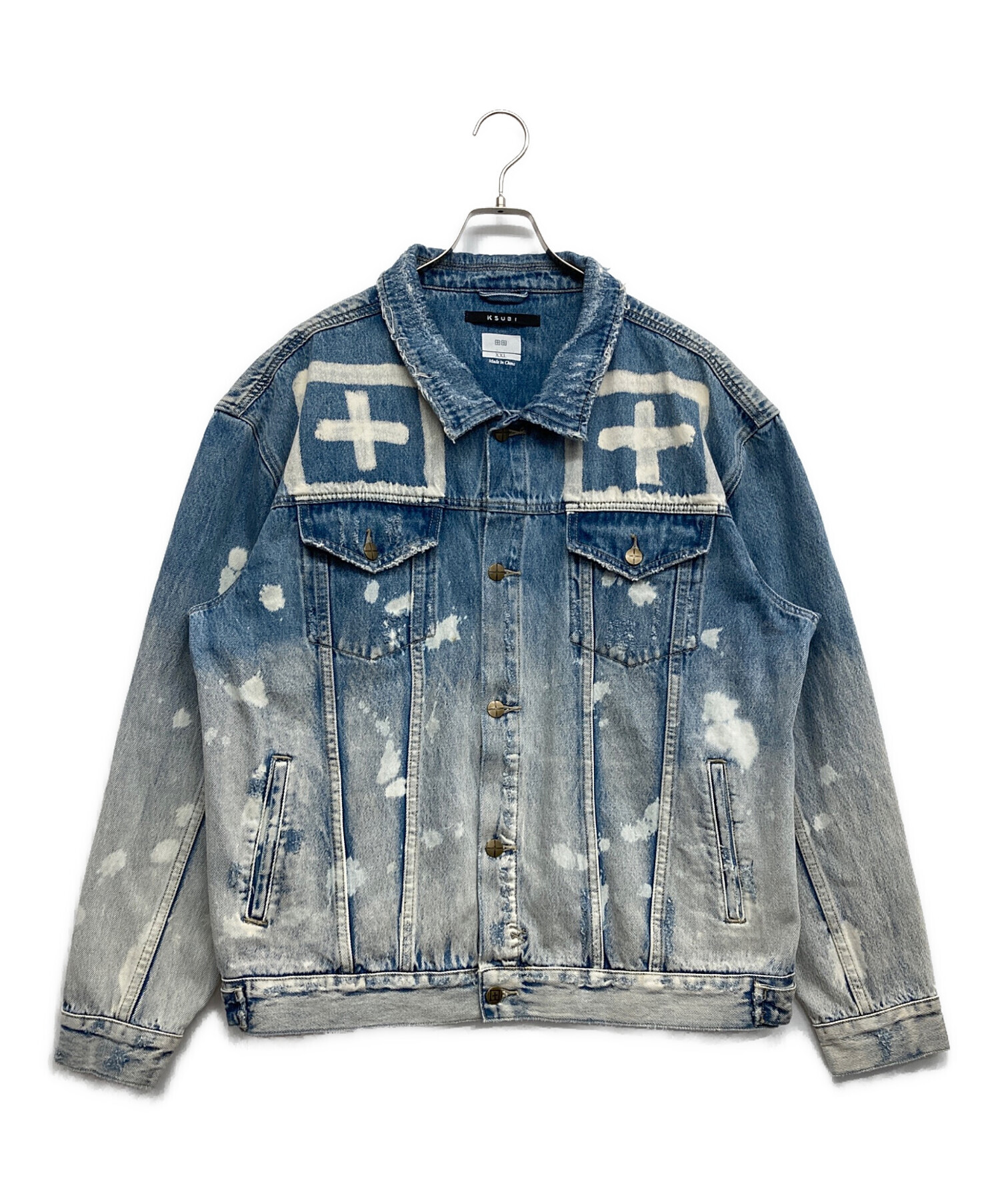 中古・古着通販】Ksubi (スビ) ブリーチ加工デニムジャケット ブルー