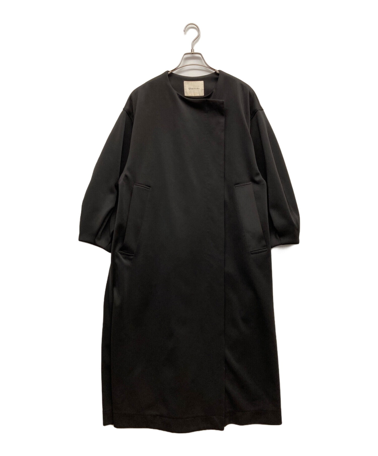 中古・古着通販】perna (ペルナ) ボリューム袖ロングコート ブラック