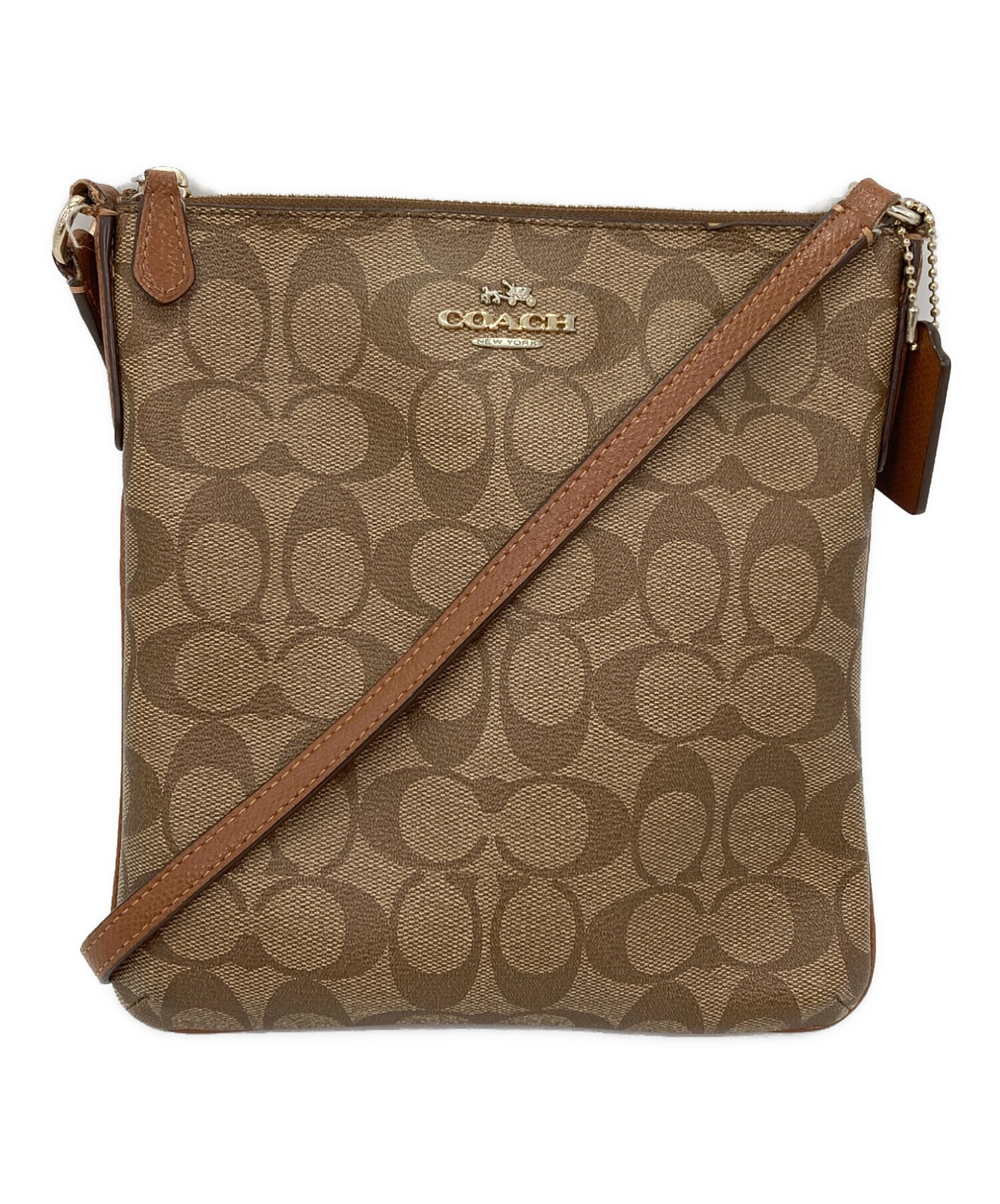 Coach レディースショルダーバッグ ブラウン　シグネチャー 中古・古着通販】COACH (コーチ) シグネチャーショルダーバッグ