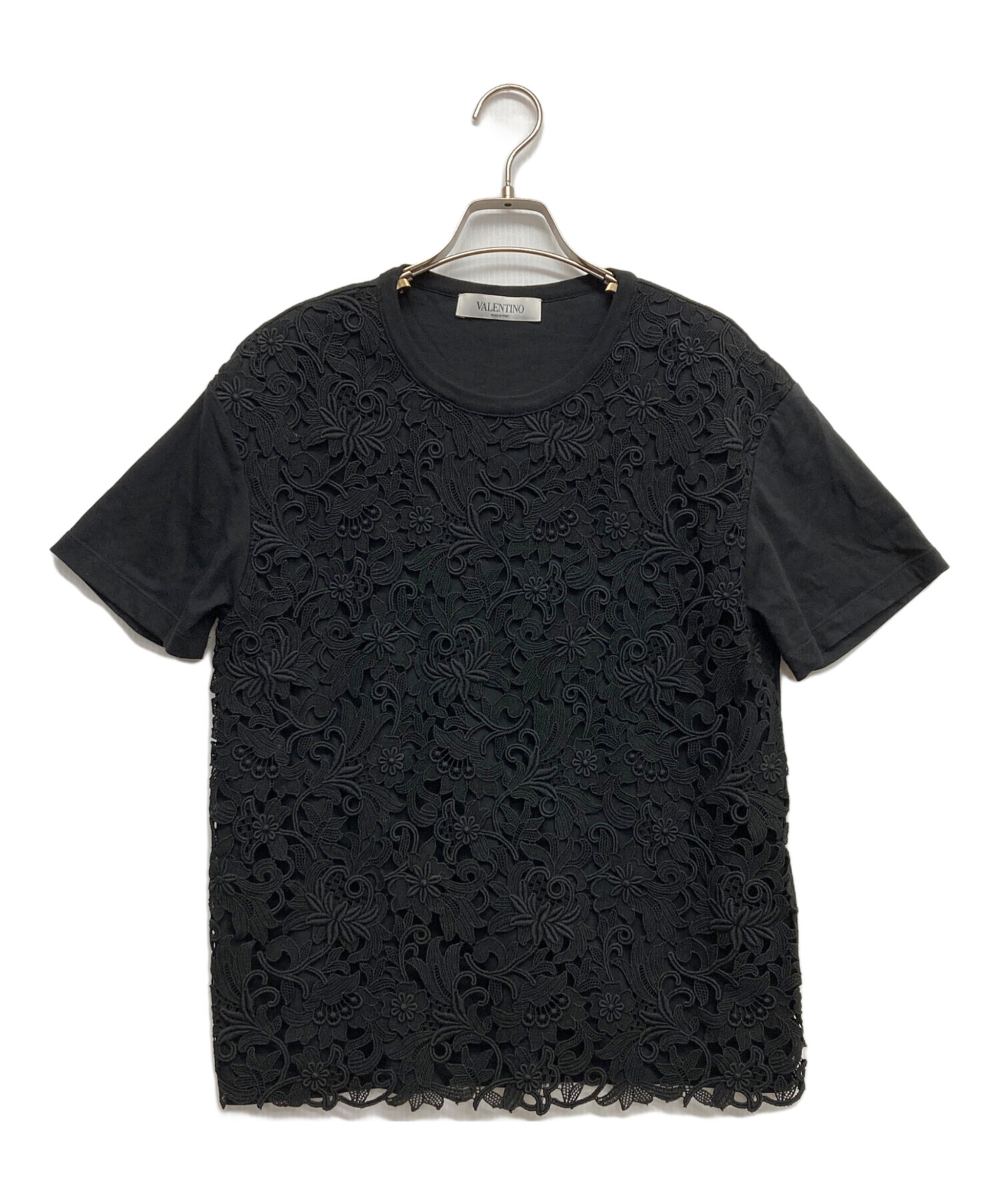 中古・古着通販】VALENTINO (ヴァレンティノ) レースTシャツ ブラック 
