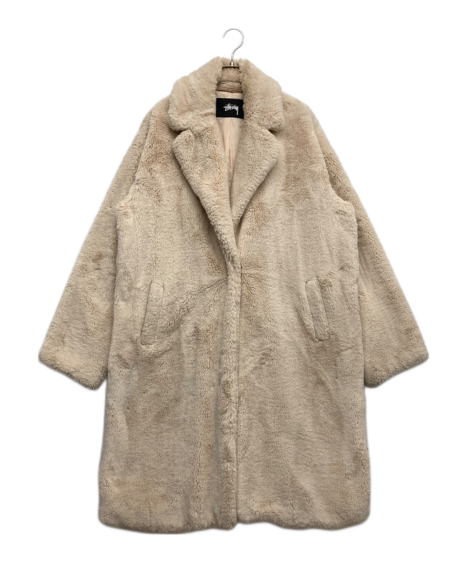 STUSSY ステューシー　ファーロングコート 中古・古着通販】stussy (ステューシー) ファーコート アイボリー