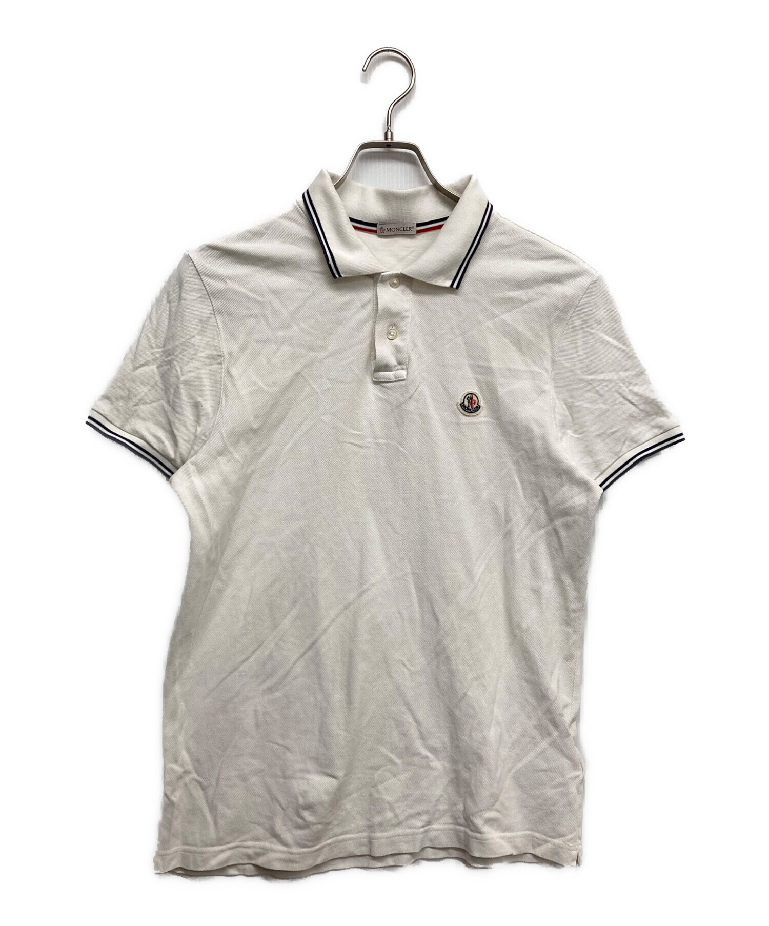 【値下げ中】MONCLER ホワイト ポロシャツ M 古着 中古・古着通販】MONCLER (モンクレール) ポロシャツ ホワイト サイズ