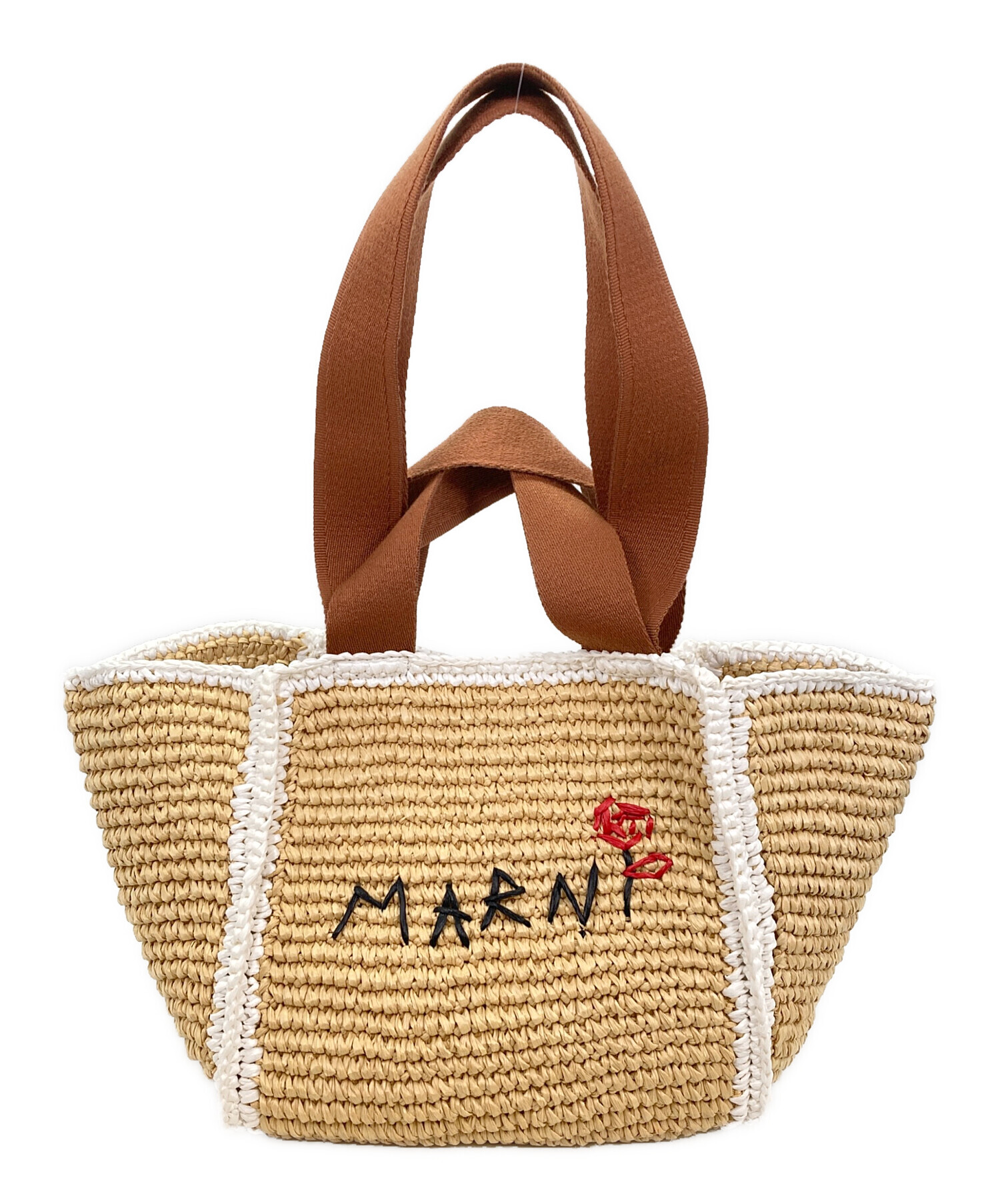中古・古着通販】MARNI (マルニ) ロゴ刺繍バッグ ブラウン｜ブランド 