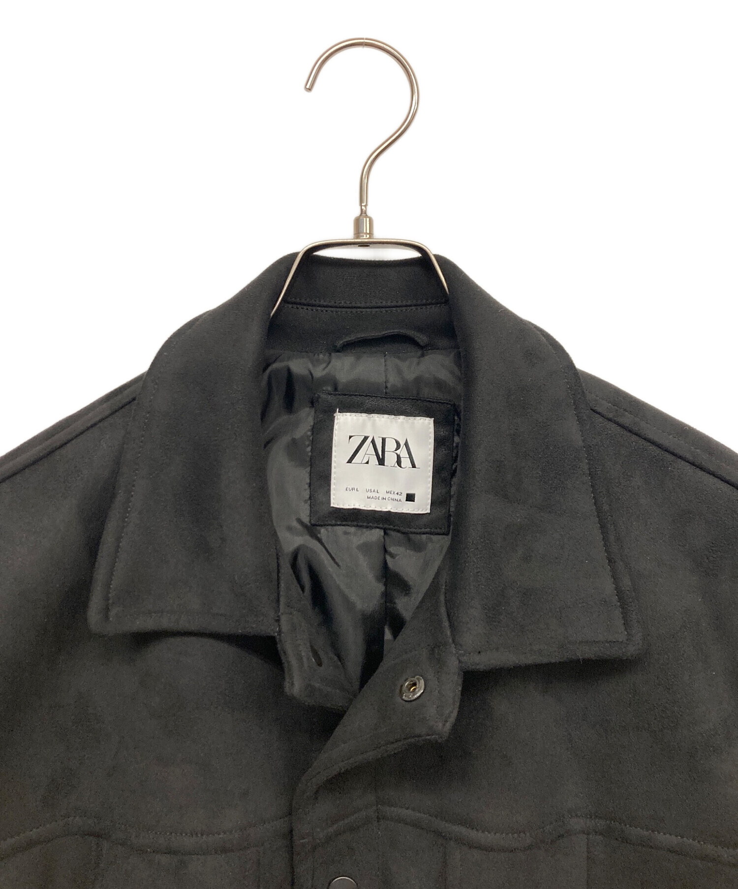 ZARA ORIGIN スエード トラッカー ジャケット ブラック XL 中古・古着通販】ZARA (ザラ) トラッカージャケット ブラック サイズ:L
