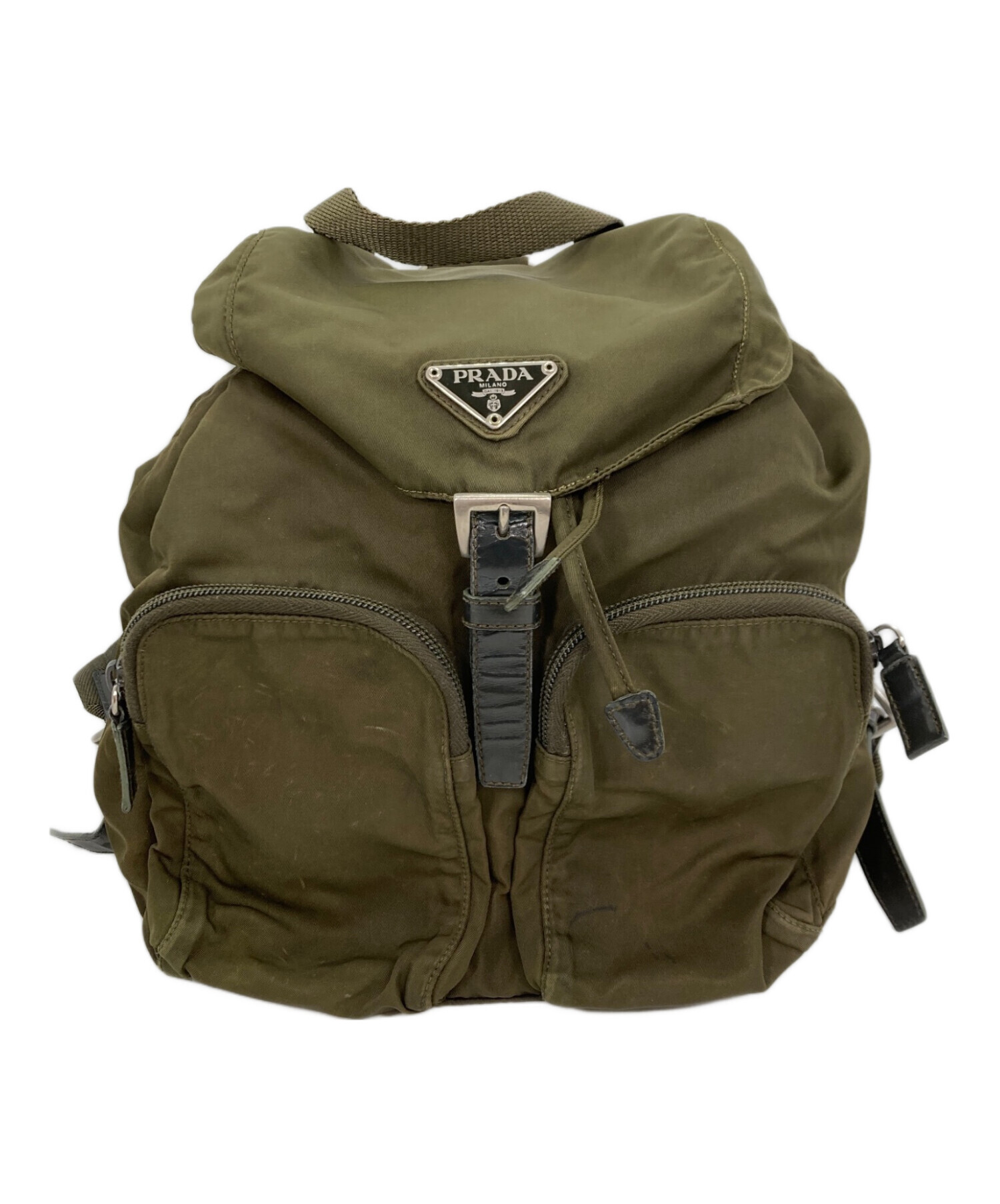 PRADA オリーブグリーン リュック 中古・古着通販】PRADA (プラダ) ナイロンリュック オリーブ｜ブランド