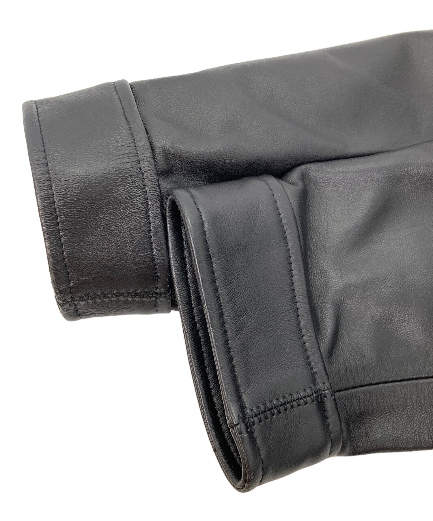 美品 羊革 48 アバハウス レザージャケット コーチジャケット ブラック 黒 中古・古着通販】ABAHOUSE (アバハウス) レザージャケット ブラック