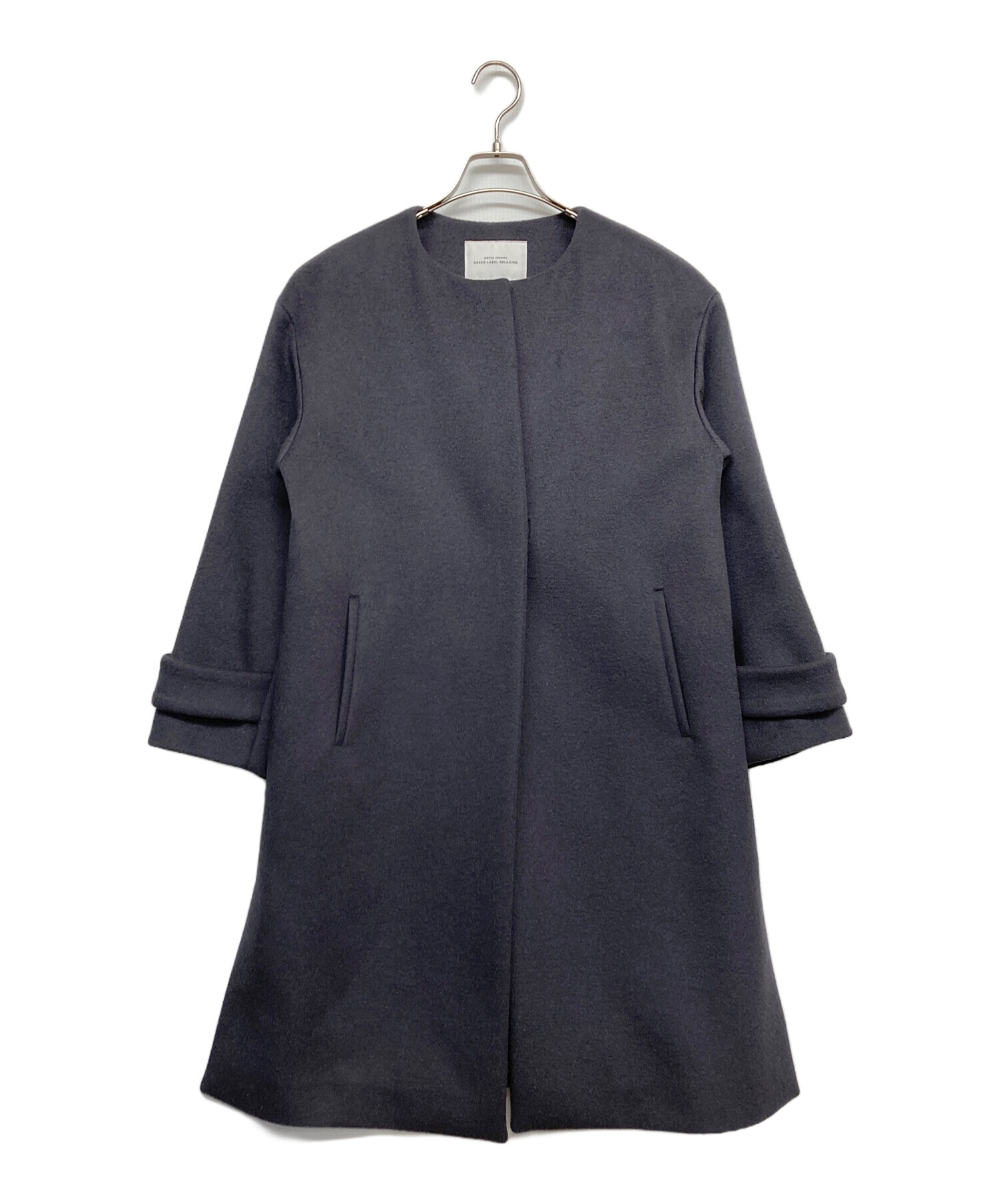 グリーンレーベル アンゴラビーバースリットノーカラーコート green