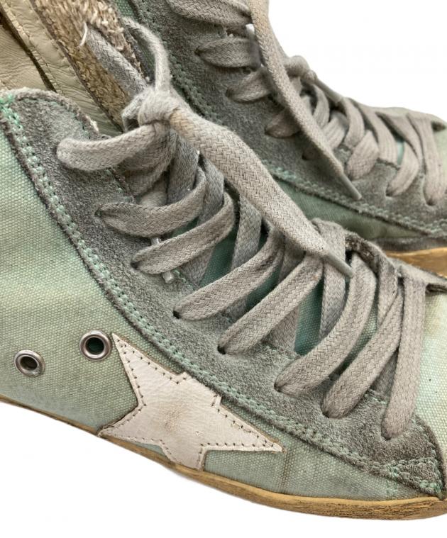【未使用品】GOLDEN  FRANCY 38 スウェード スニーカー Francy in green suede with silver metallic leather star