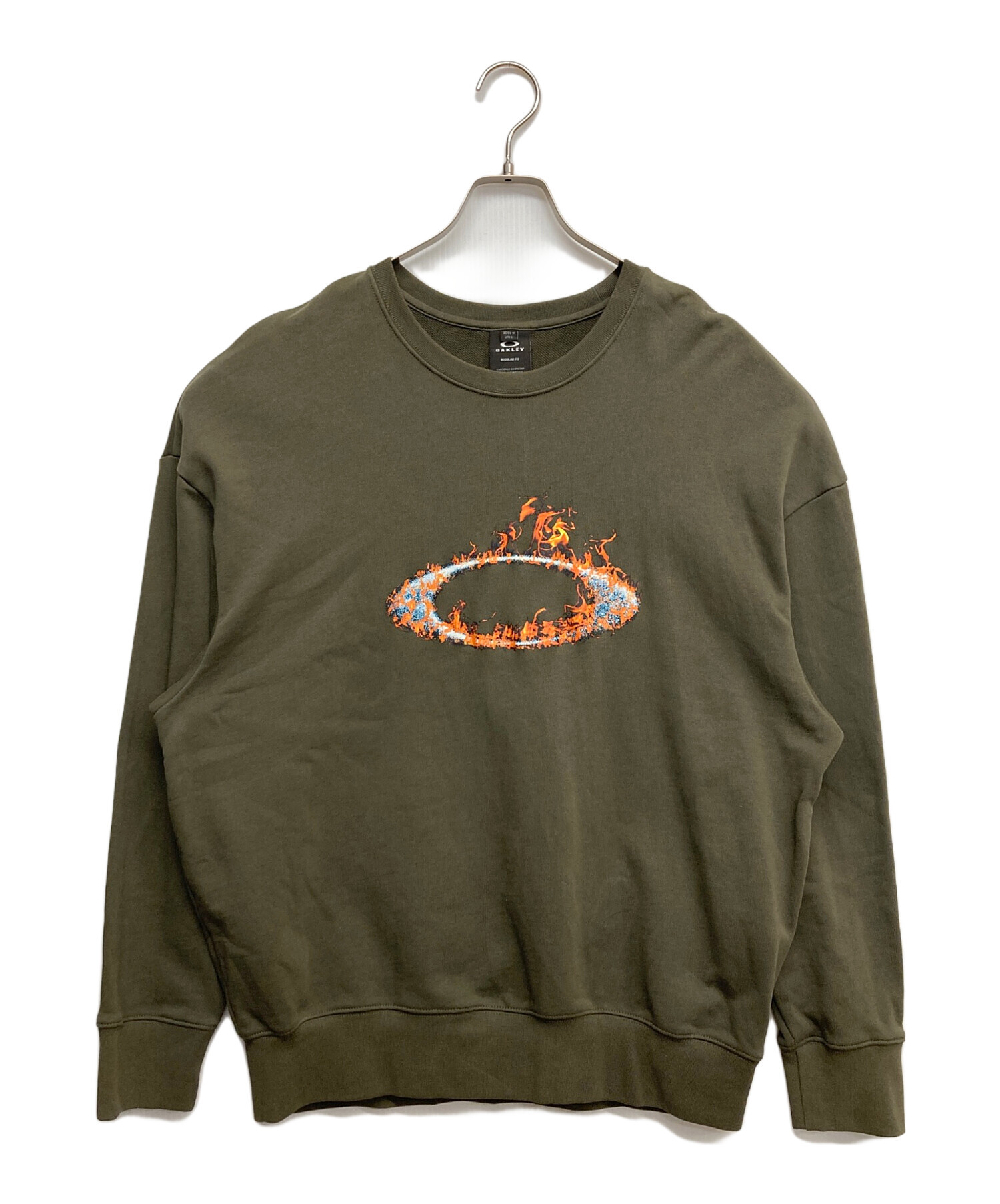 OAKLEY オリーブグリーン スウェット L/XL 中古・古着通販】OAKLEY (オークリー) クルーネックスウェット