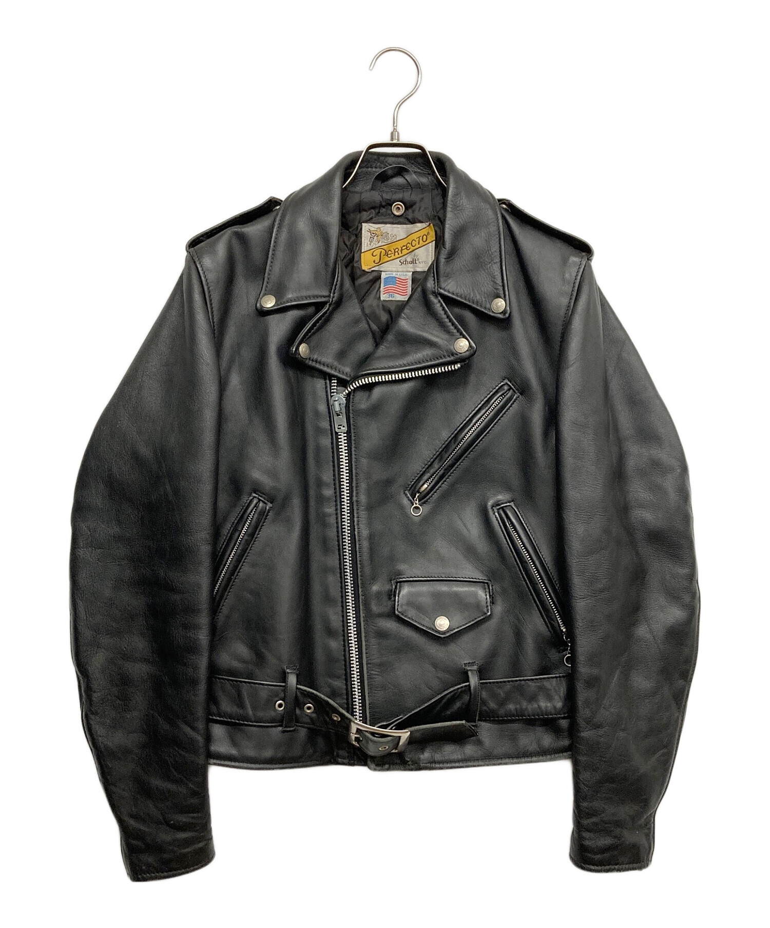 schott ライダースジャケット 618 サイズ36 中古・古着通販】Schott (ショット) 618 RIDERS ブラック サイズ:36