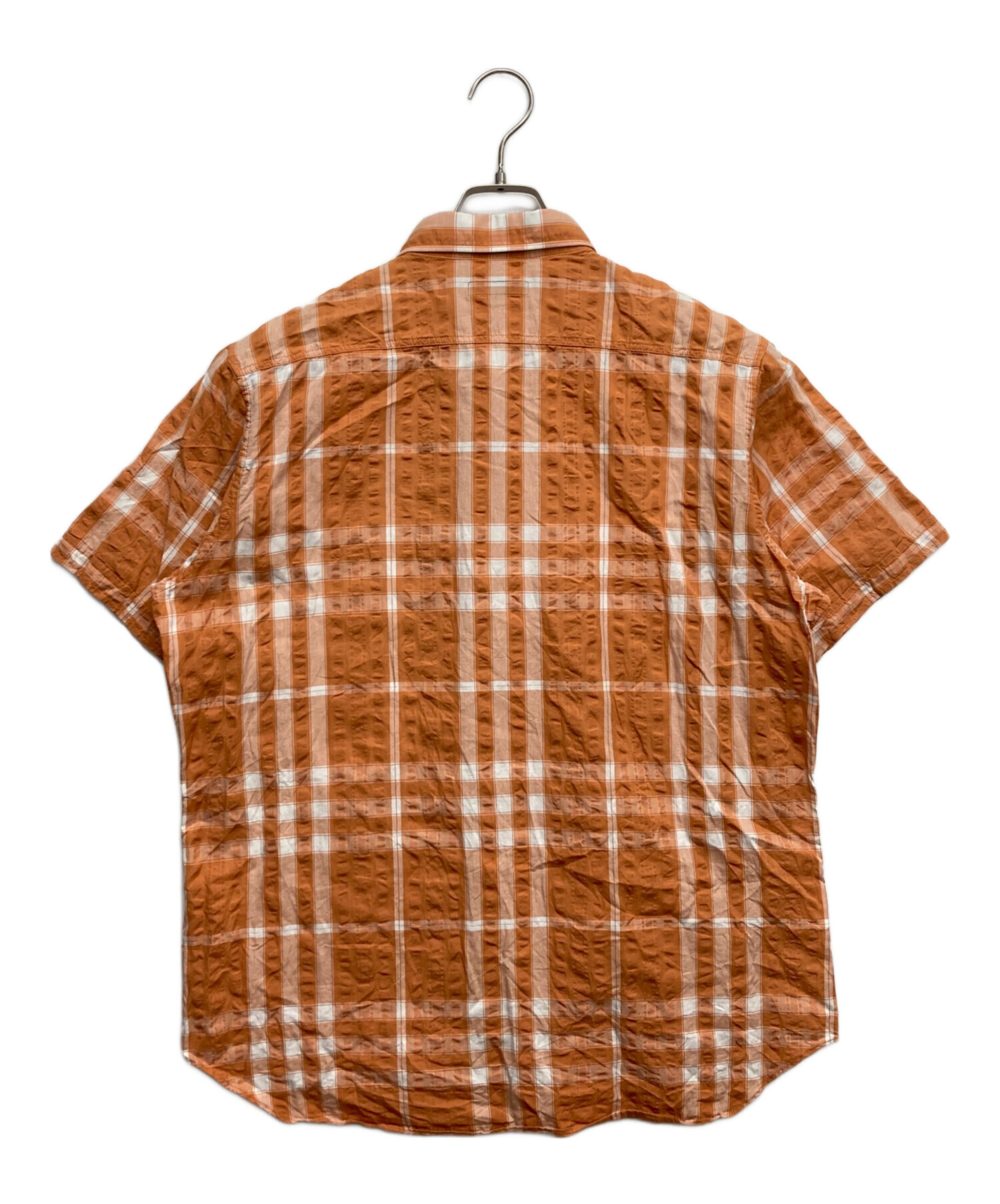 バーバリーロンドン チェック柄半袖ワンピース オレンジ ベルト付き 中古・古着通販】BURBERRY LONDON (バーバリーロンドン) 半袖シャツ