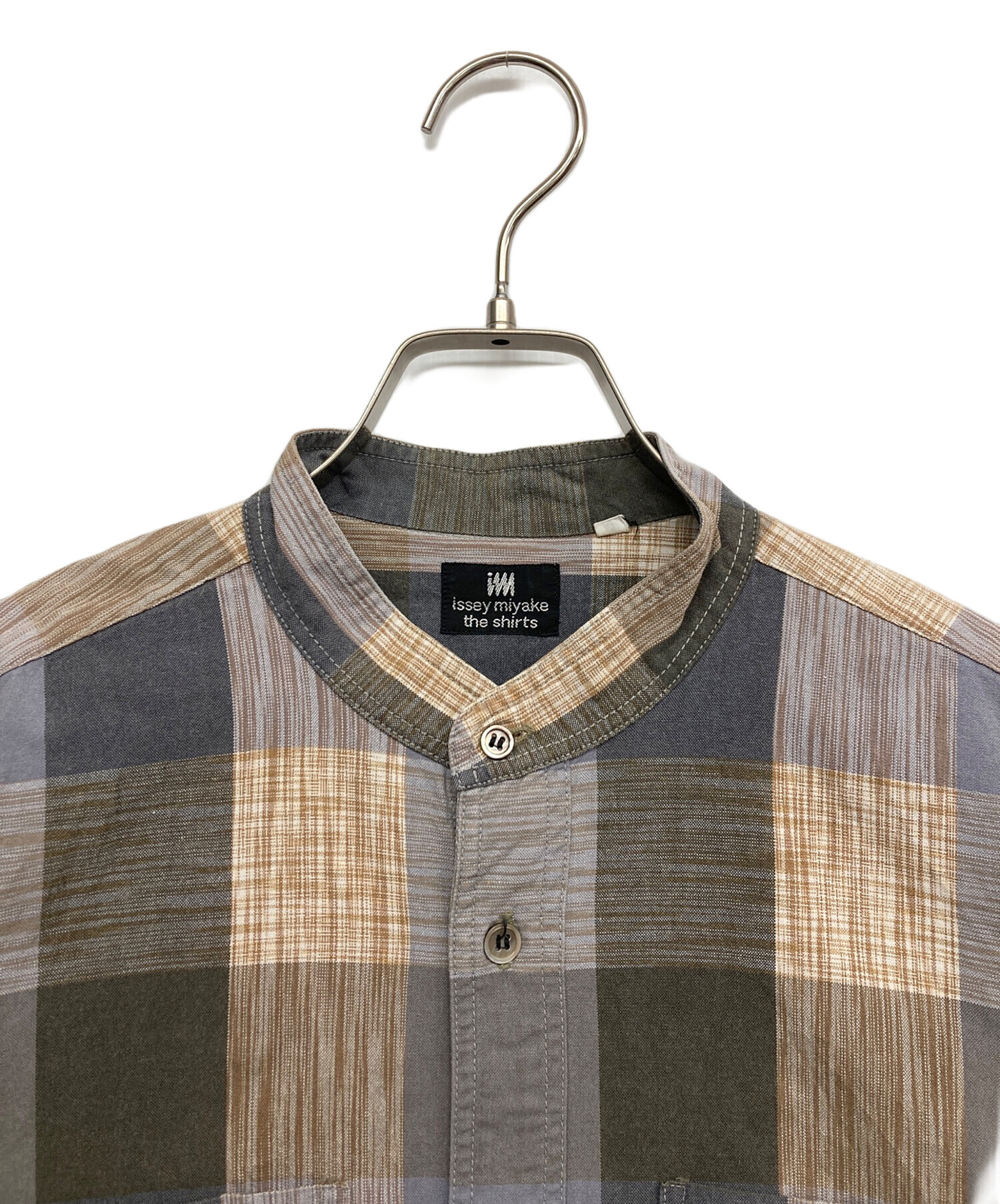 イッセイミヤケ 90s ワイドルーズ シャツ メンズL程度 中古・古着通販】ISSEY MIYAKE (イッセイミヤケ) 90s バンドカラー