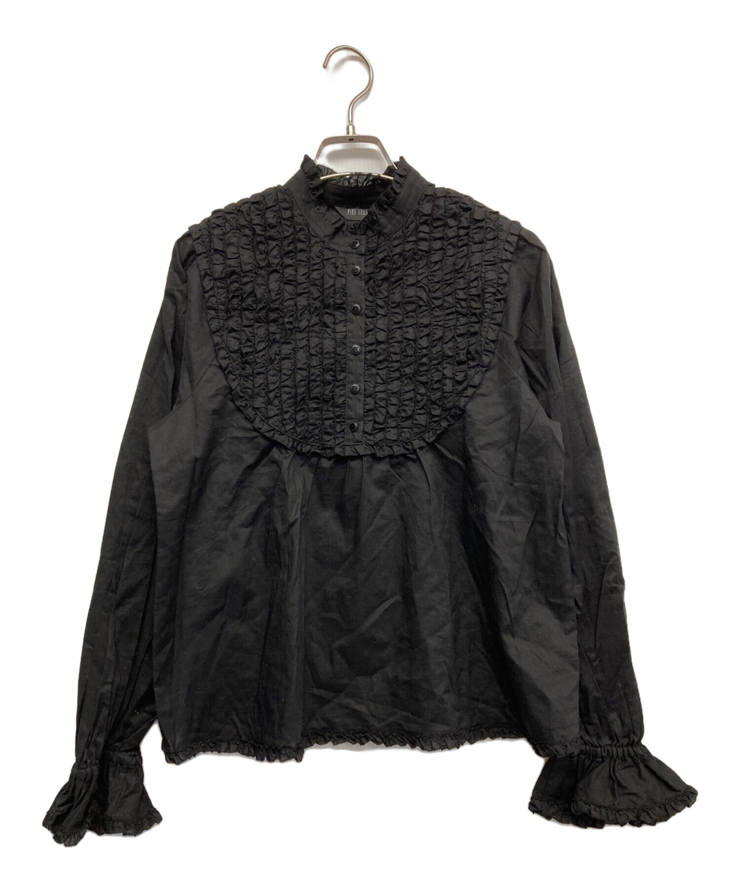 中古・古着通販】PINK HOUSE (ピンクハウス) フリルブラウス ブラック