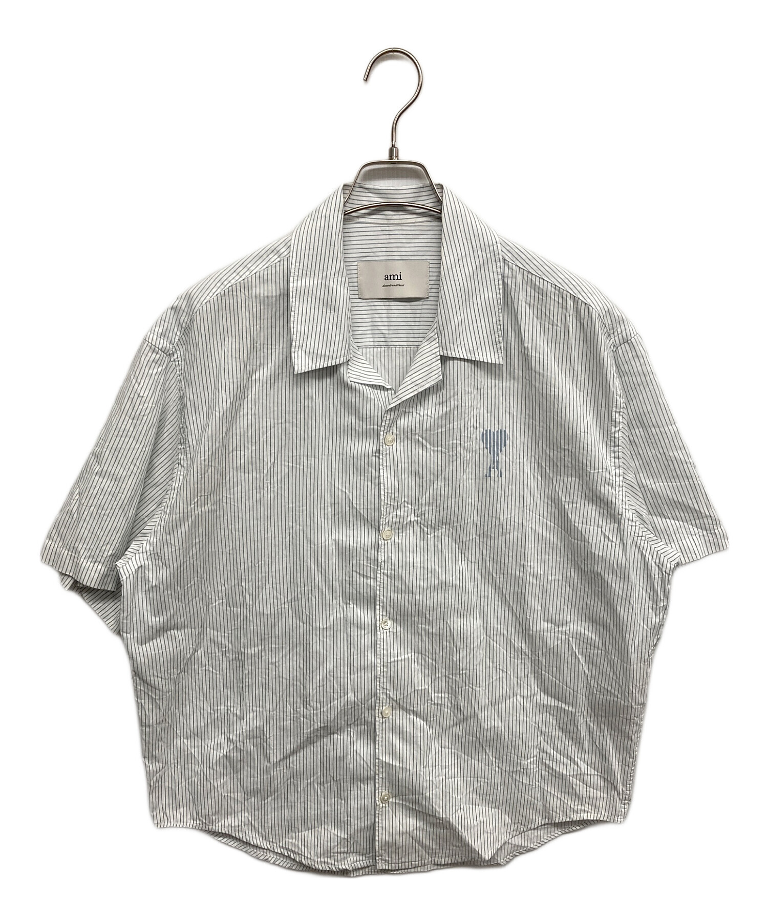 中古・古着通販】ami (アミ) ロゴ半袖シャツ ブルー サイズ:XS