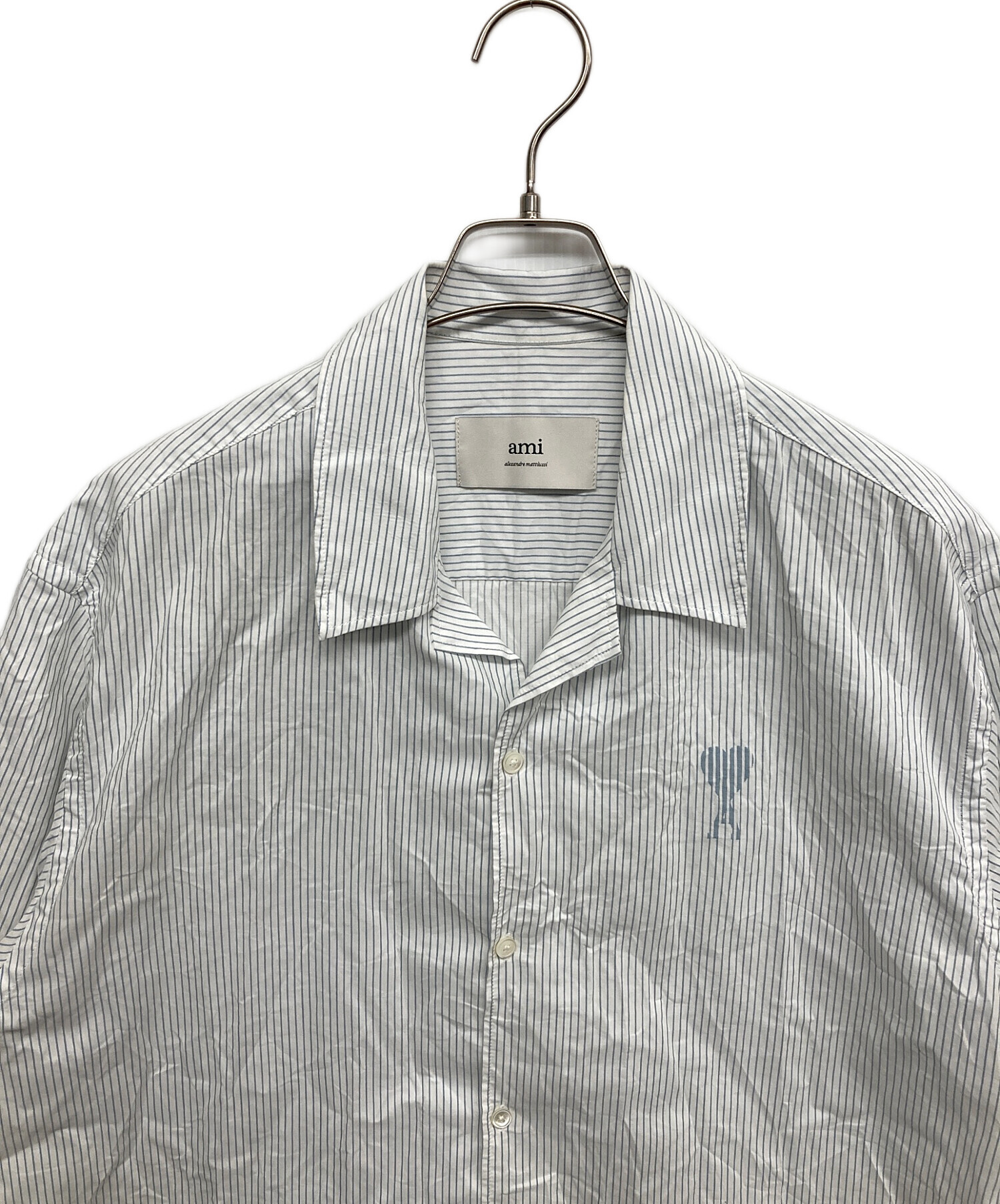 中古・古着通販】ami (アミ) ロゴ半袖シャツ ブルー サイズ:XS