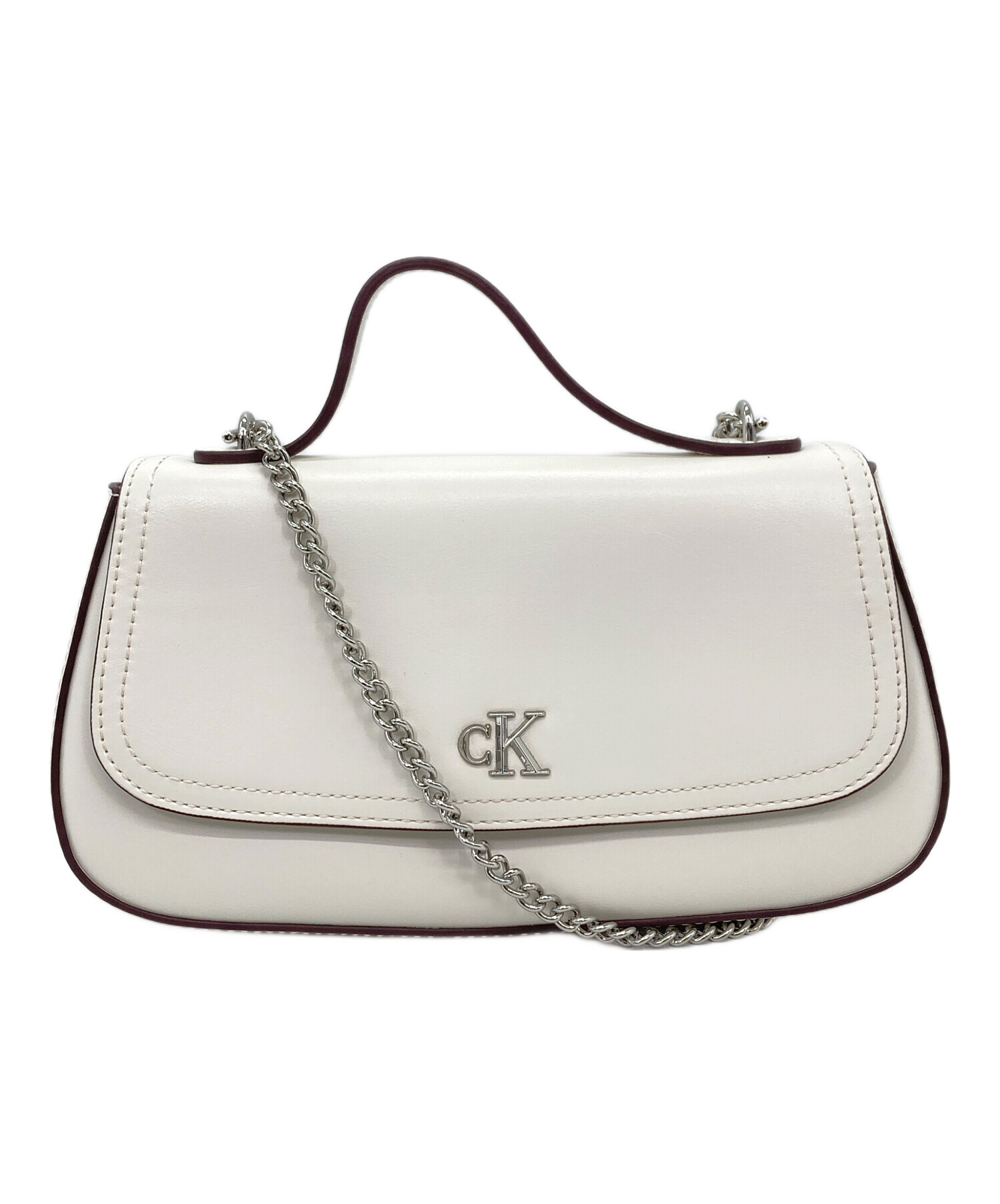 カルバンクライン ショルダーバッグ 白　モノグラム CKメタルロゴ　財布　ホワイ Calvin Klein - 【日本未入荷】Calvin Klein ショルダーバッグ
