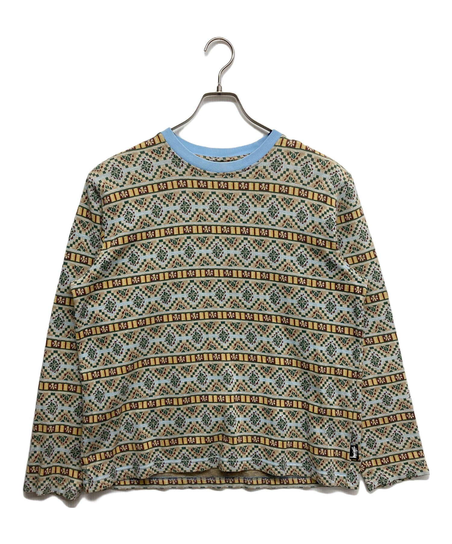 中古・古着通販】stussy (ステューシー) 総柄長袖カットソー グリーン 