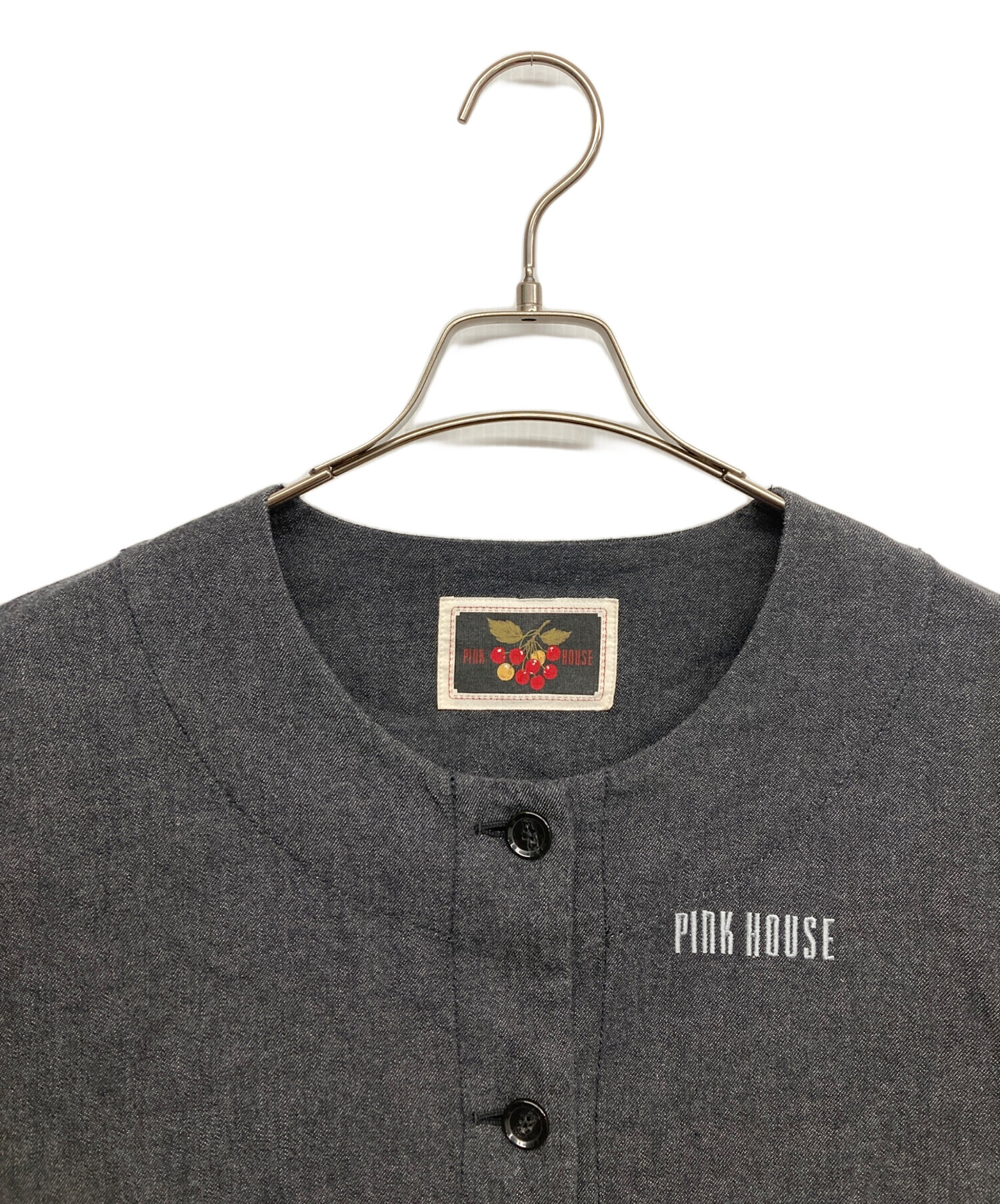 中古・古着通販】PINK HOUSE (ピンクハウス) ロゴ刺繍デニムワンピース