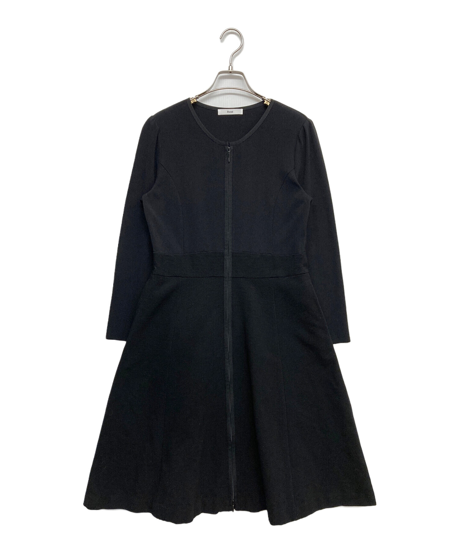 【Reneルネ】新品タグ付き定価55,000円ニットワンピース38 中古・古着通販】Rene (ルネ) ジップアップニットワンピース ブラック