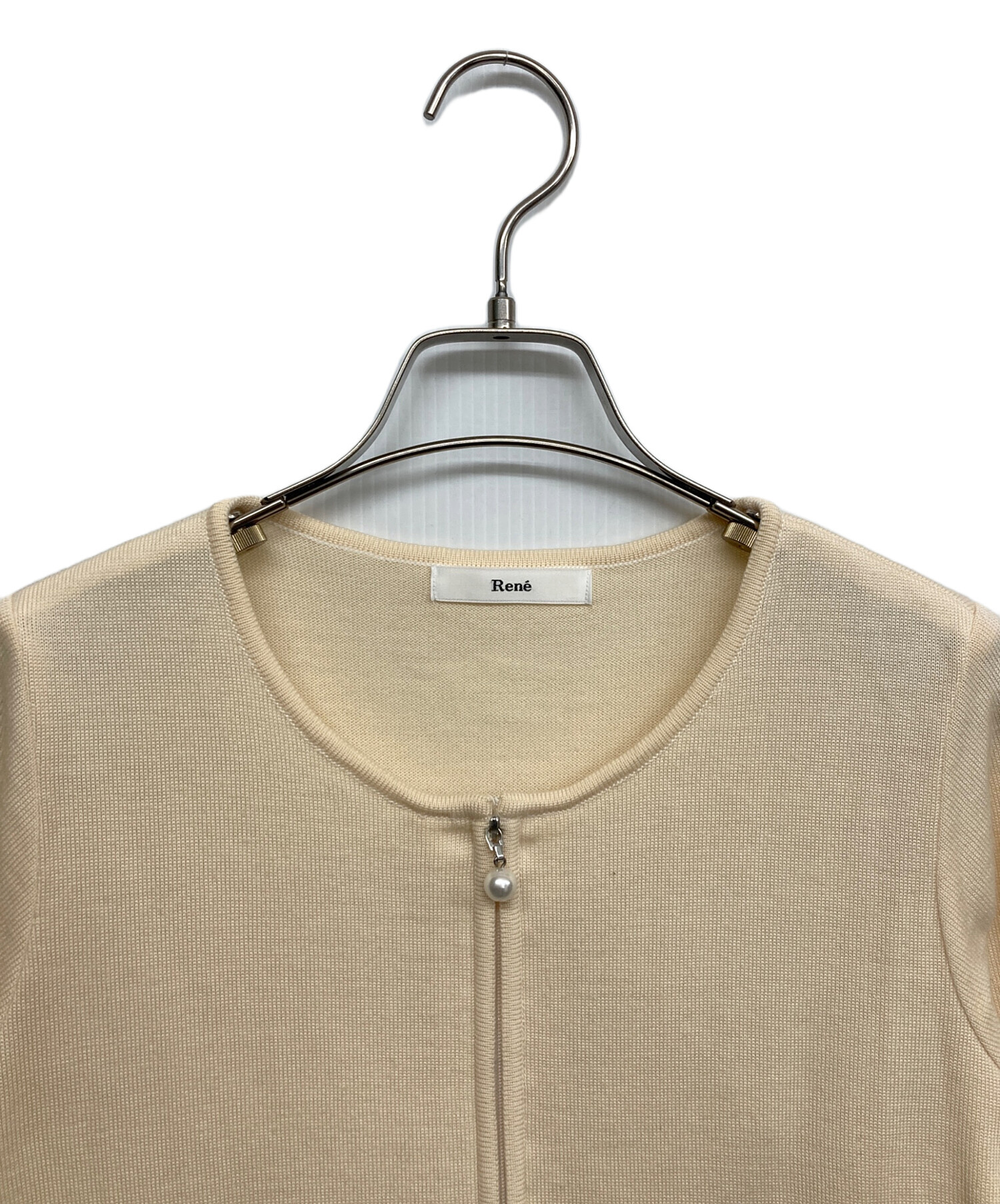 中古・古着通販】Rene (ルネ) ジップアップニット ベージュ サイズ:36