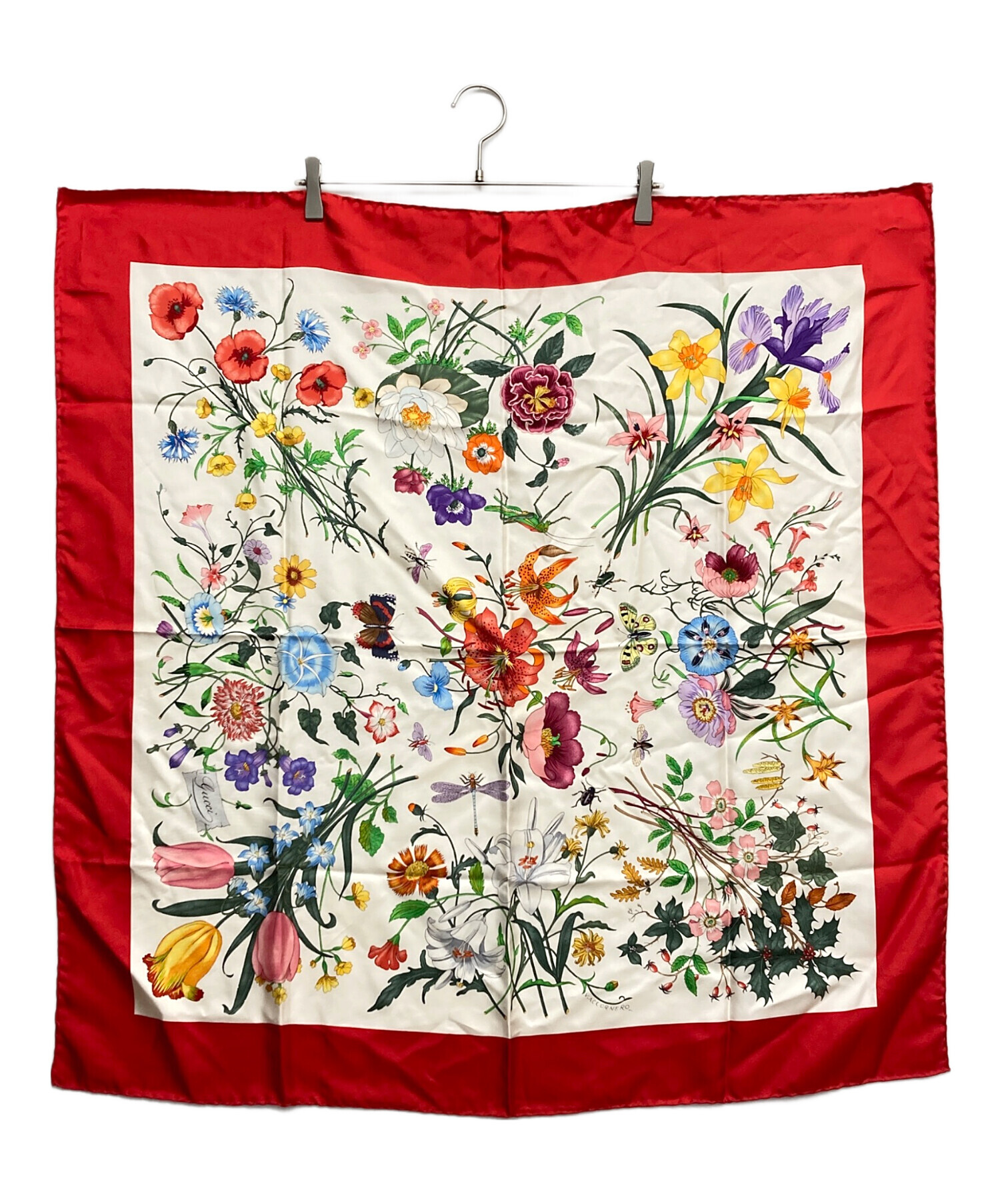 中古・古着通販】GUCCI (グッチ) フローラシルクスカーフ レッド