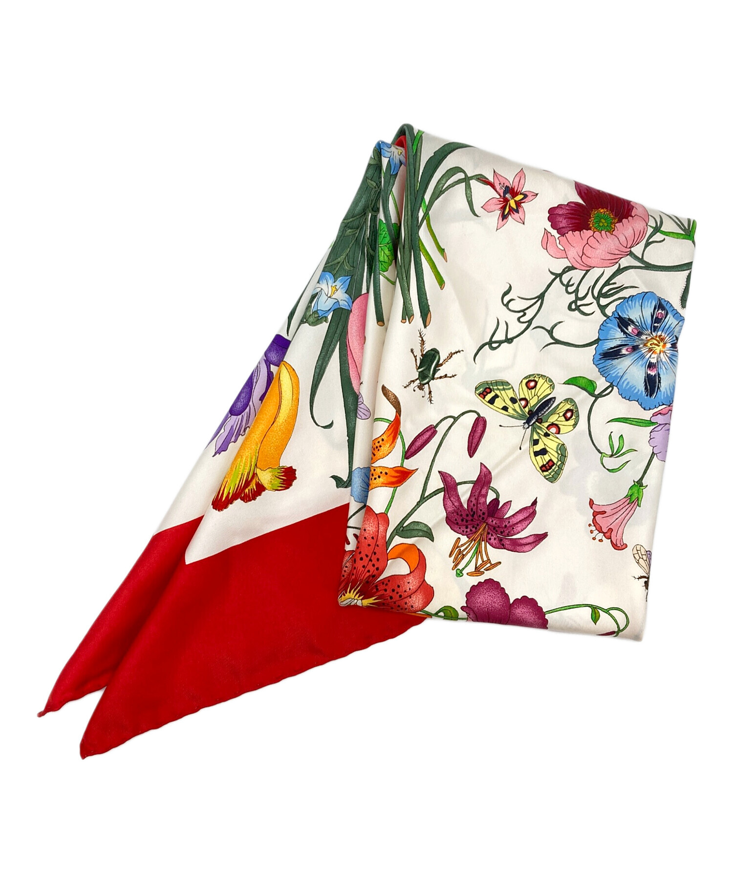 中古・古着通販】GUCCI (グッチ) フローラシルクスカーフ レッド