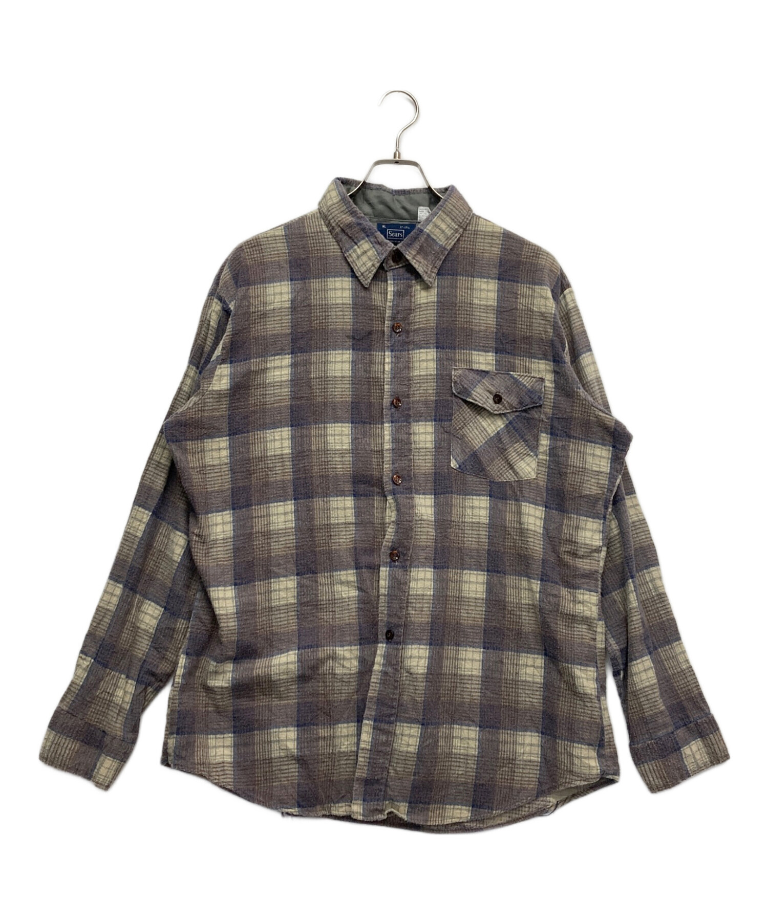 中古・古着通販】Sears (シアーズ) ワイドチェックシャツ ネイビー