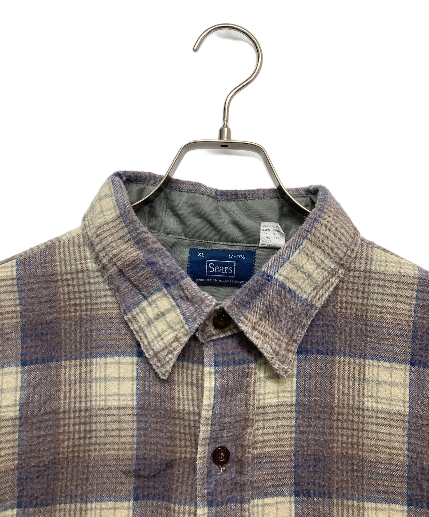 中古・古着通販】Sears (シアーズ) ワイドチェックシャツ ネイビー