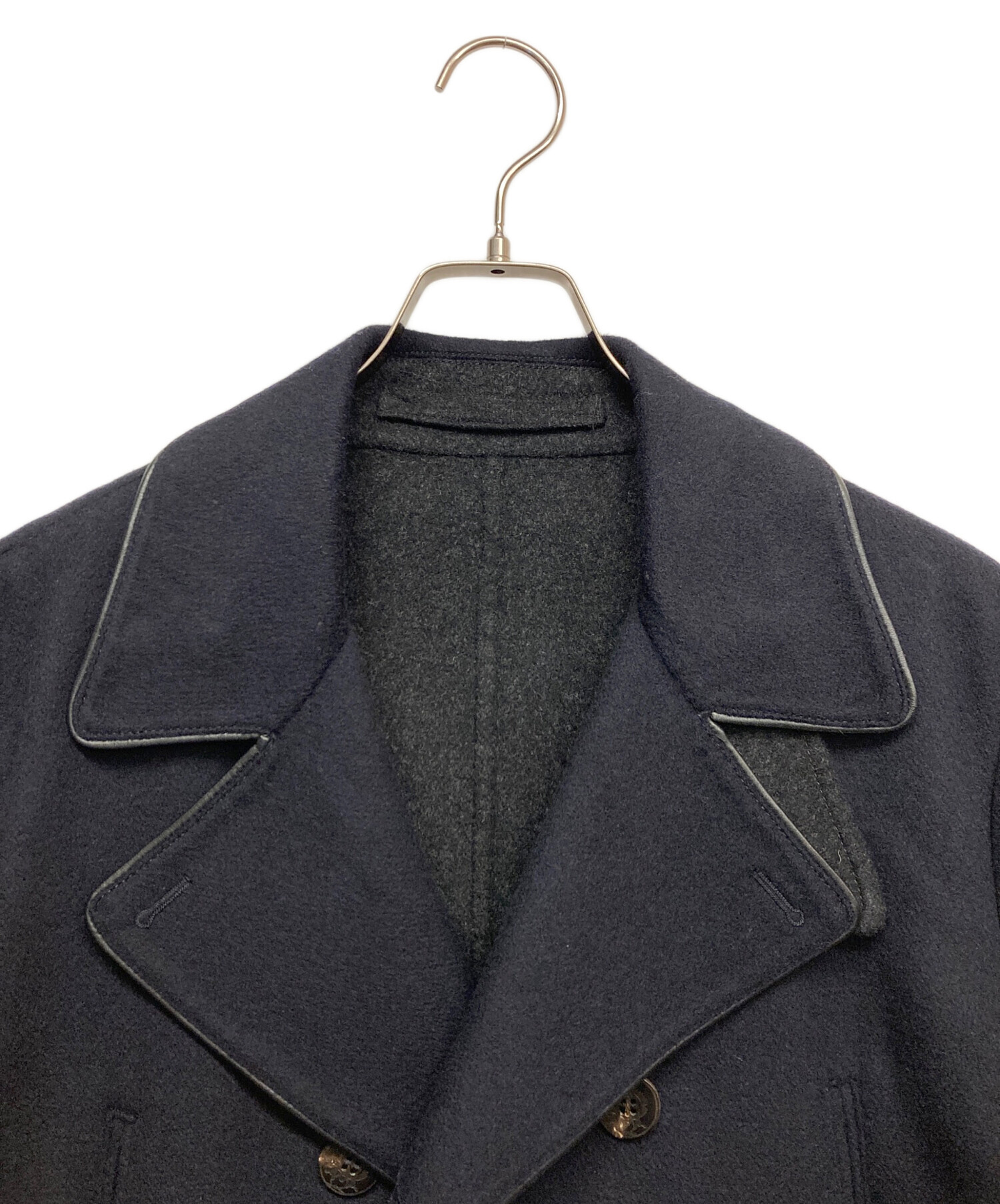 dunhill ダンヒル カシミヤ紺 ダブル ウールコート 高級 N1754 ダンヒル | カシミア シングルブレスト トップコート メンズ