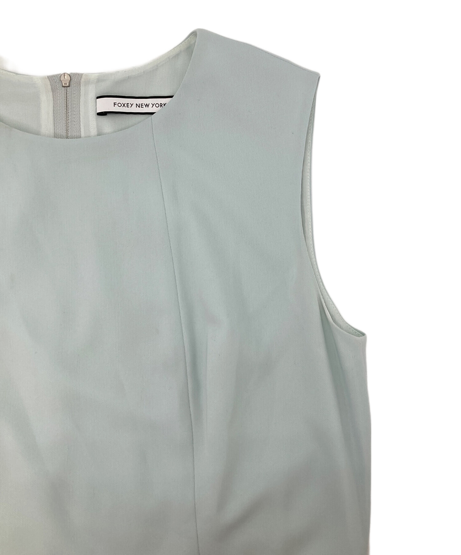 FOXEY_NEWYORK (フォクシーニューヨーク) ノースリーブワンピース グレー サイズ:38 ワンピース 中古・古着通販】FOXEY NEWYORK (フォクシーニューヨーク