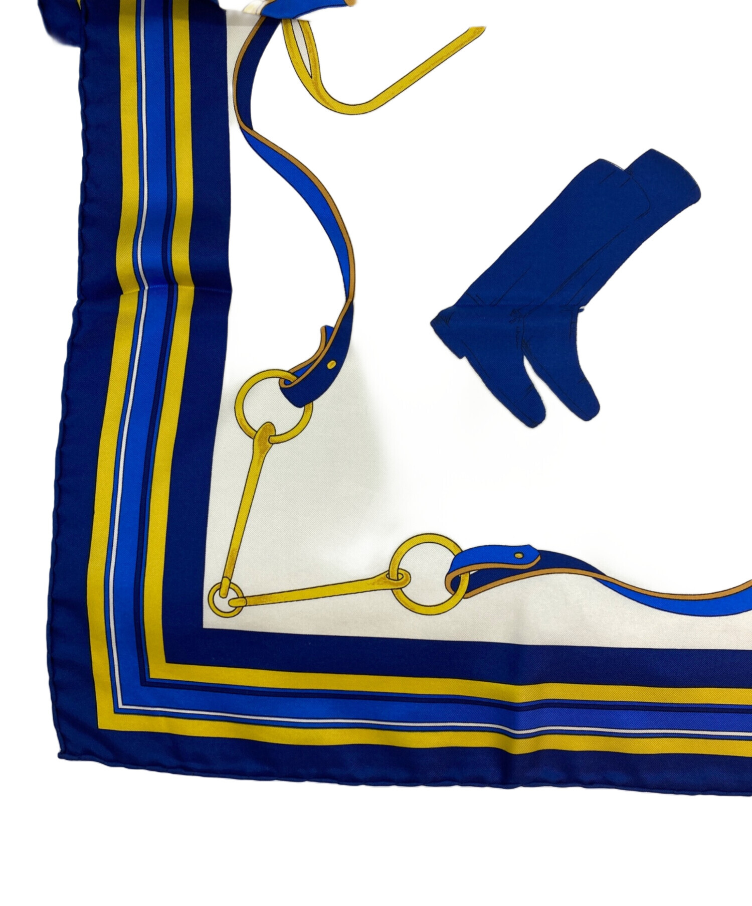 中古・古着通販】CELINE (セリーヌ) シルクスカーフ ベージュ×ネイビー