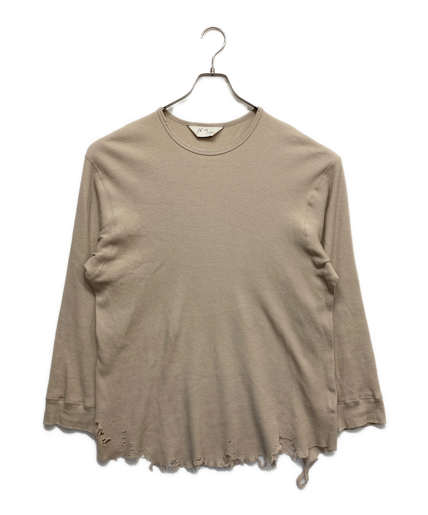 ANCELLM ダメージワッフルクルーネックロングスリーブティーシャツ 2