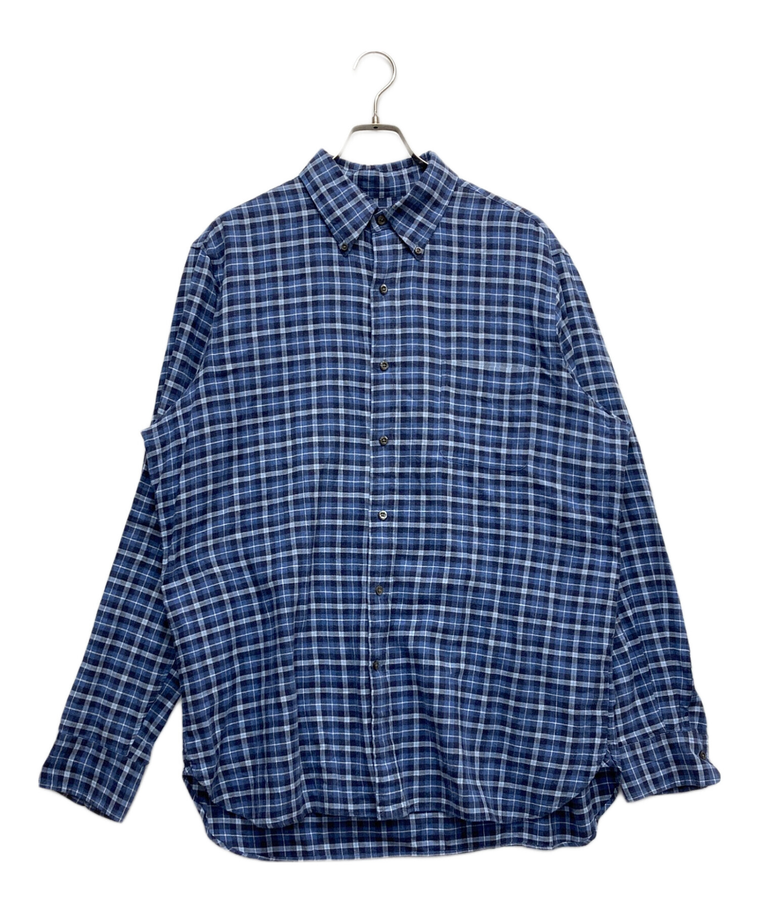 美品【QRタグ】ラルフローレン　リネンシャツ　チェック柄　ブルー 中古・古着通販】RALPH LAUREN (ラルフローレン) チェックシャツ