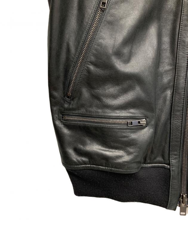 DENHAM デンハム レザージャケット A-2 牛革　L サイズ　ミリタリー 中古・古着通販】Denham (デンハム) A-2レザージャケット ブラック