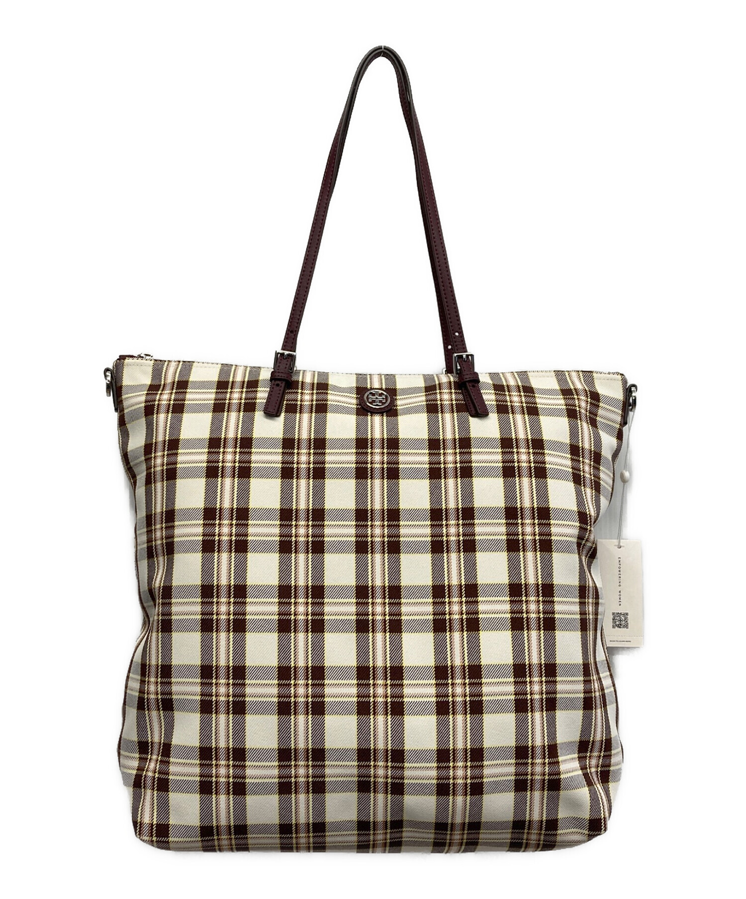 中古・古着通販】TORY BURCH (トリーバーチ) チェックトートバッグ 未 