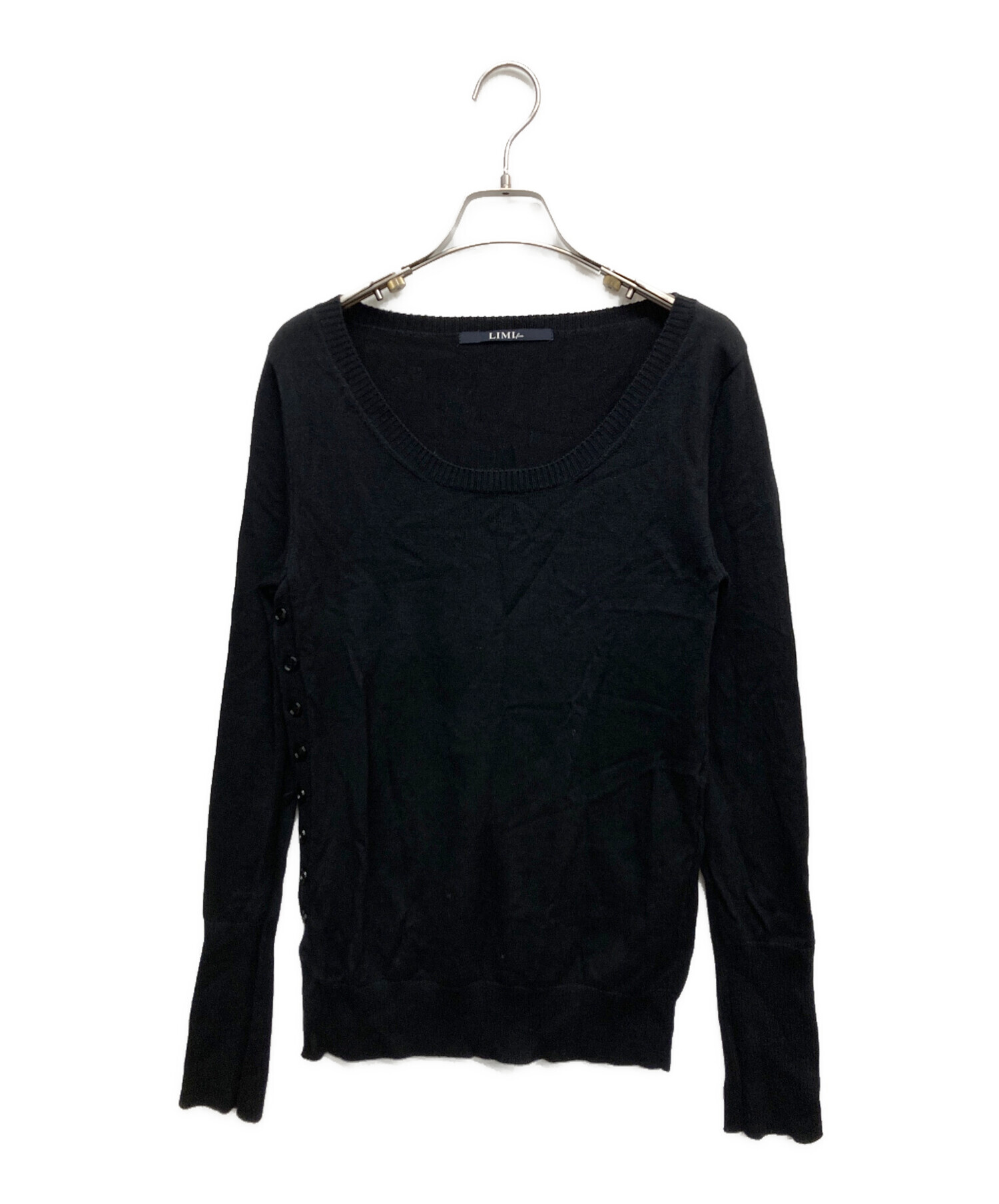 【LIMI feu】リミフゥ カーディガン ブラック 中古 中古・古着通販】LIMI feu (リミフゥ) クルーネックニット ブラック