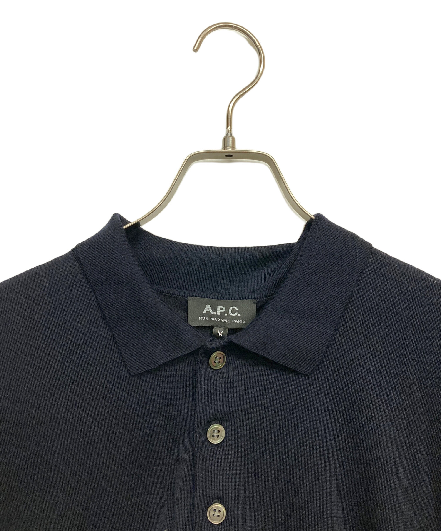 （未使用）A.P.C. ポロシャツ 中古・古着通販】A.P.C. (アーペーセー) ニットポロシャツ ネイビー